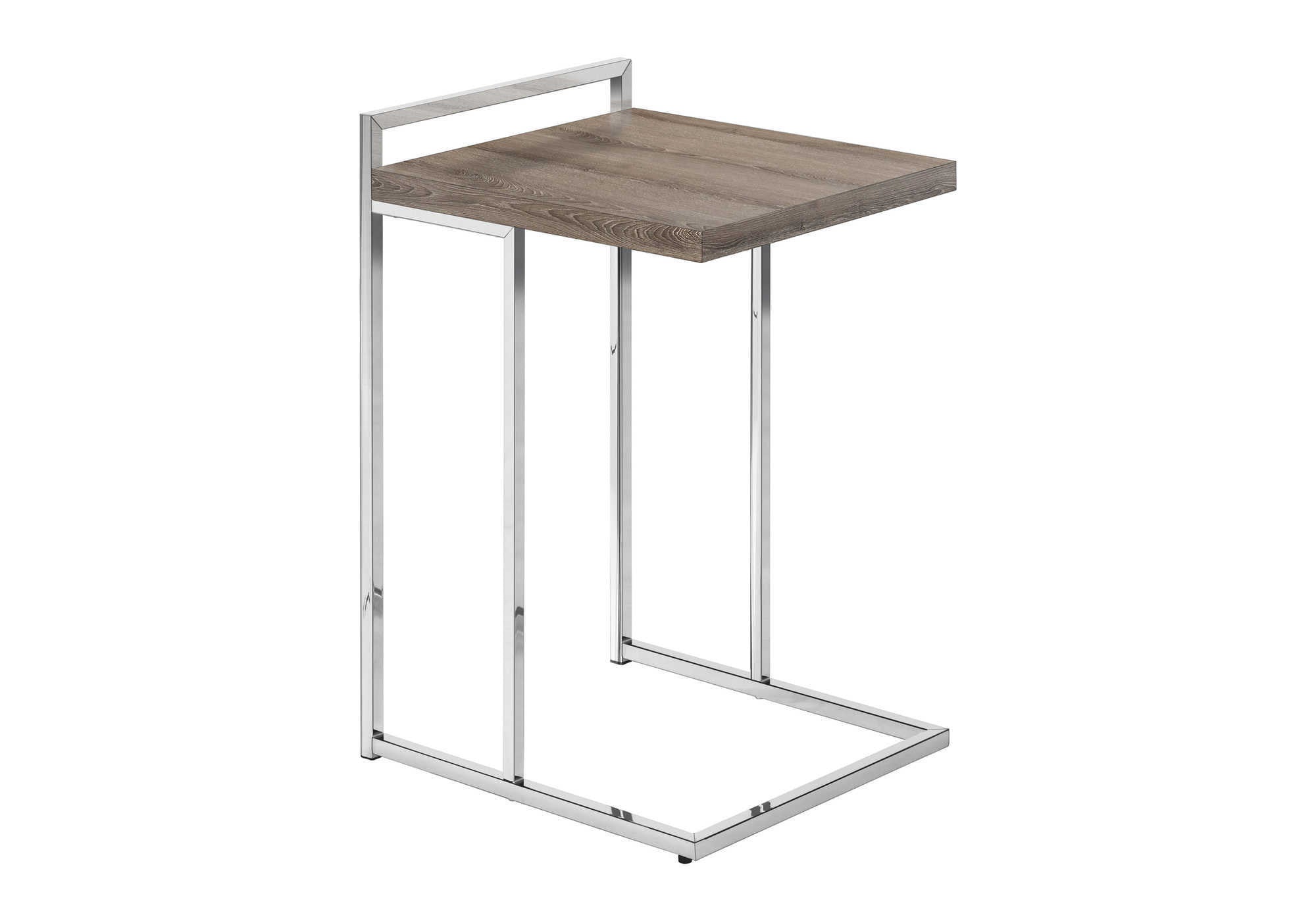 27" Taupe and Silver Wood and Iron End Table