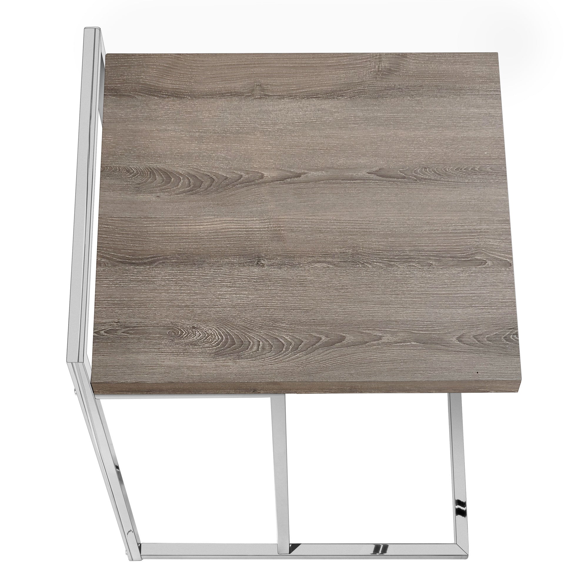 27" Taupe and Silver Wood and Iron End Table