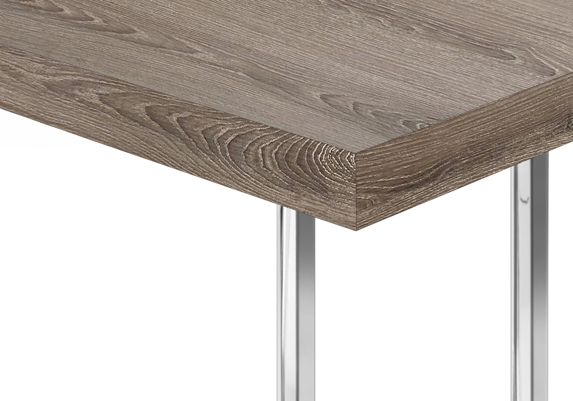 27" Taupe and Silver Wood and Iron End Table