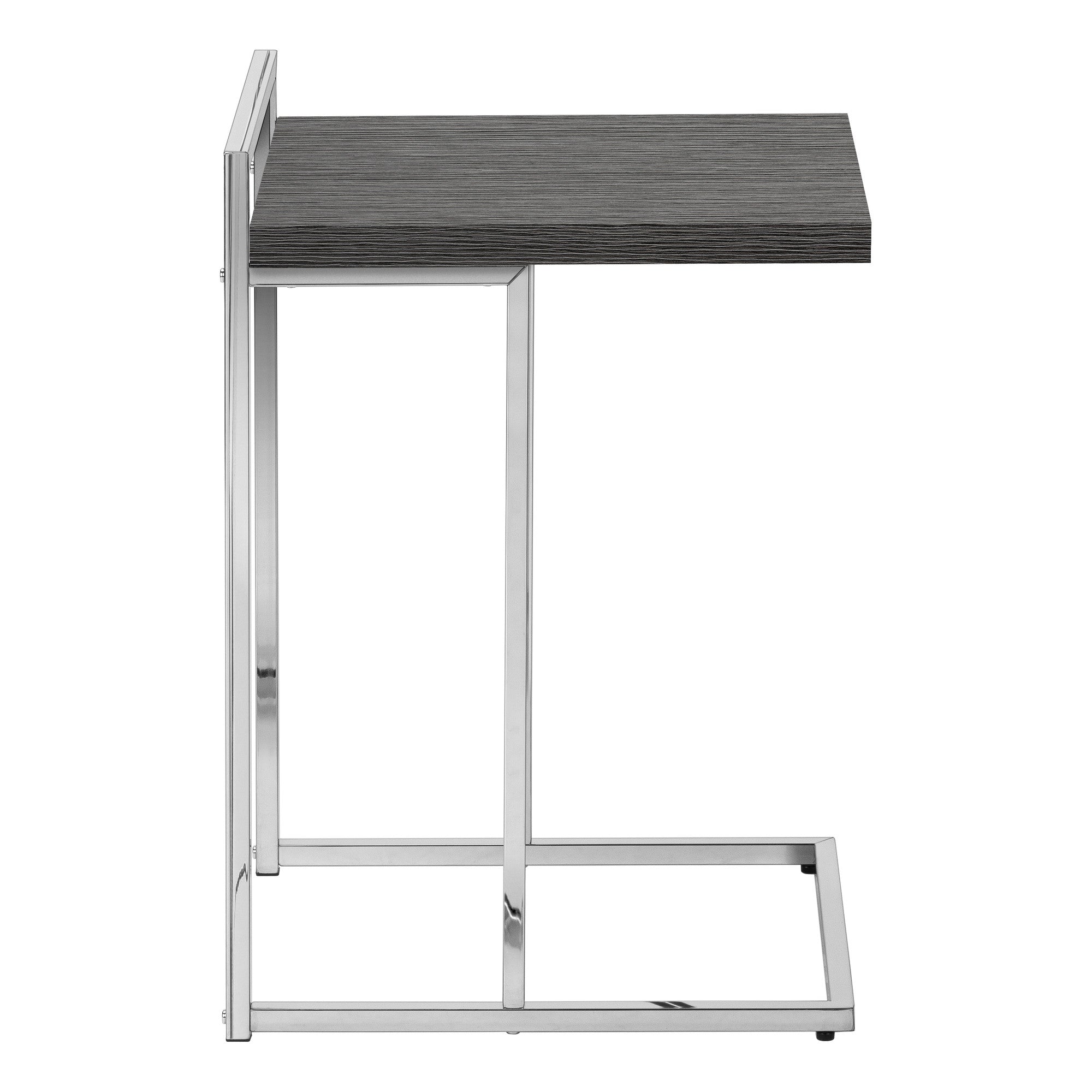 27" Dark Gray and Silver Wood and Iron End Table