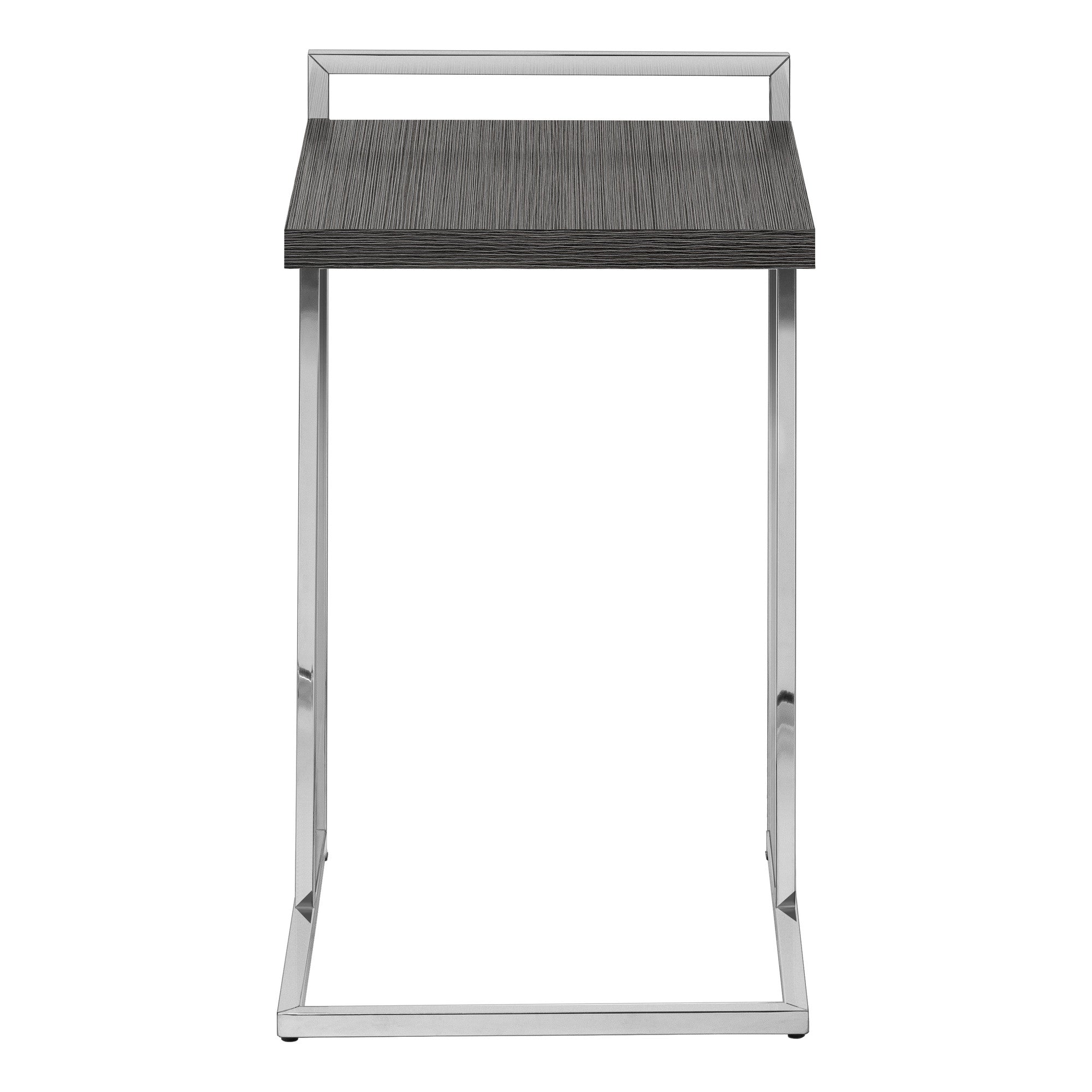 27" Dark Gray and Silver Wood and Iron End Table