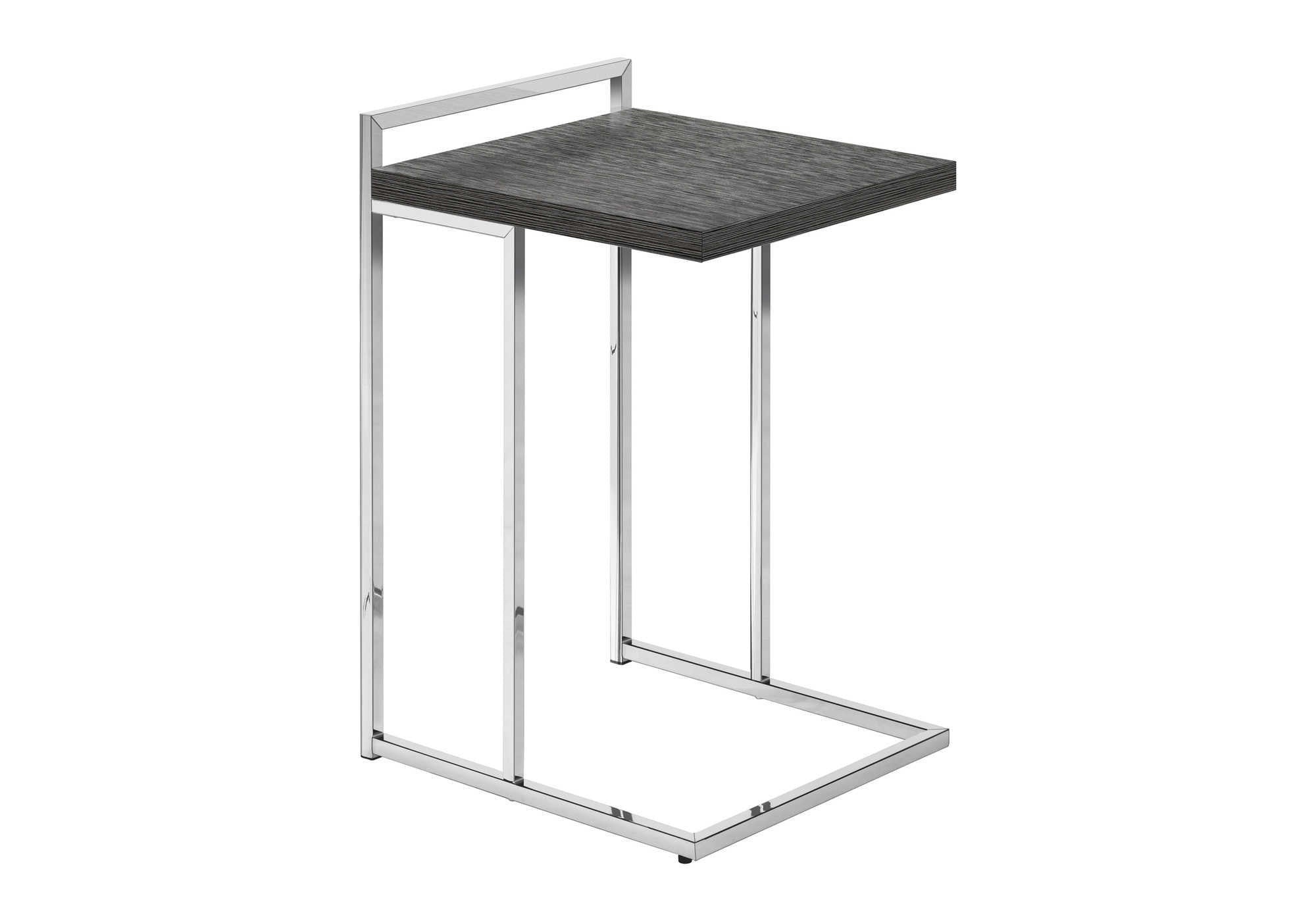 27" Dark Gray and Silver Wood and Iron End Table