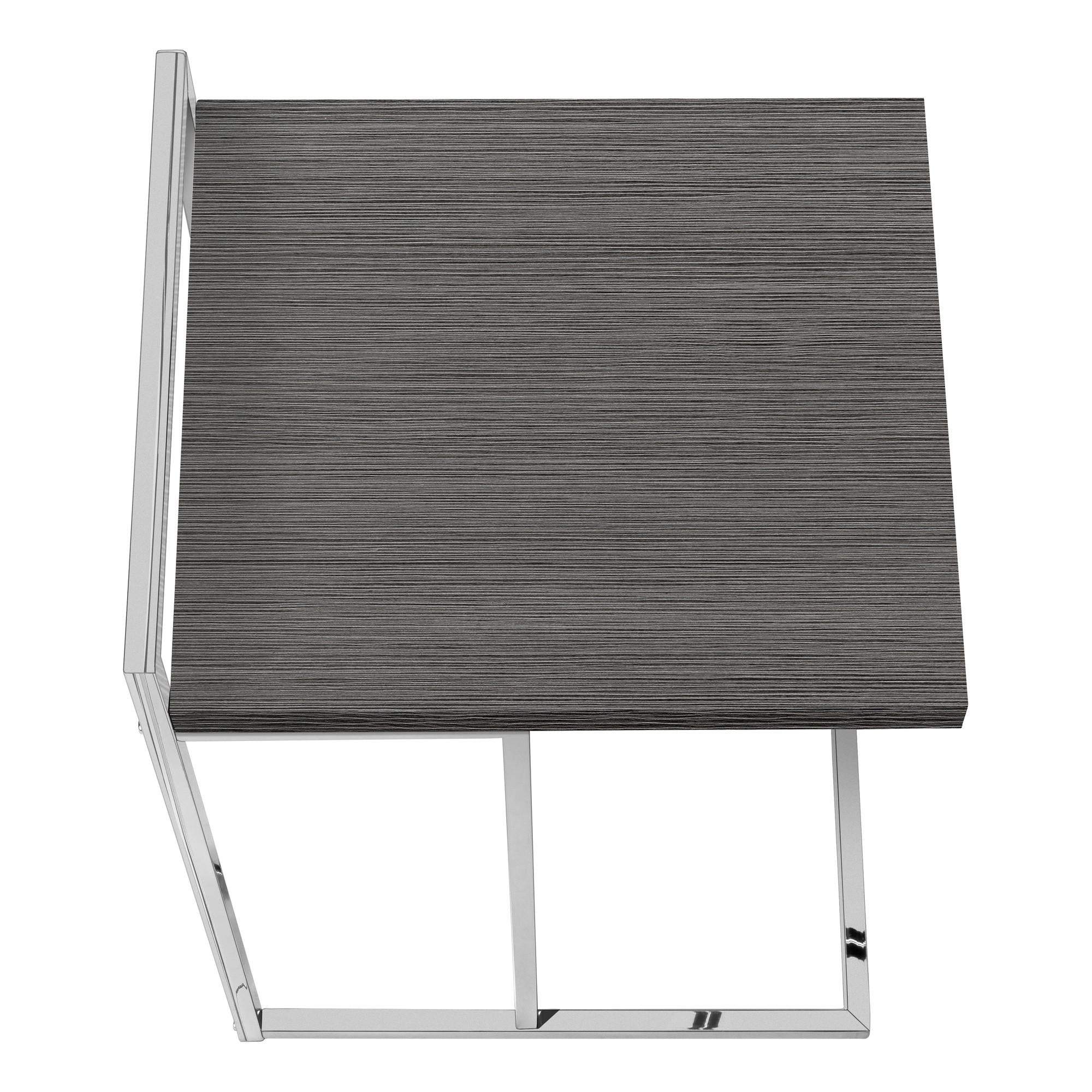 27" Dark Gray and Silver Wood and Iron End Table
