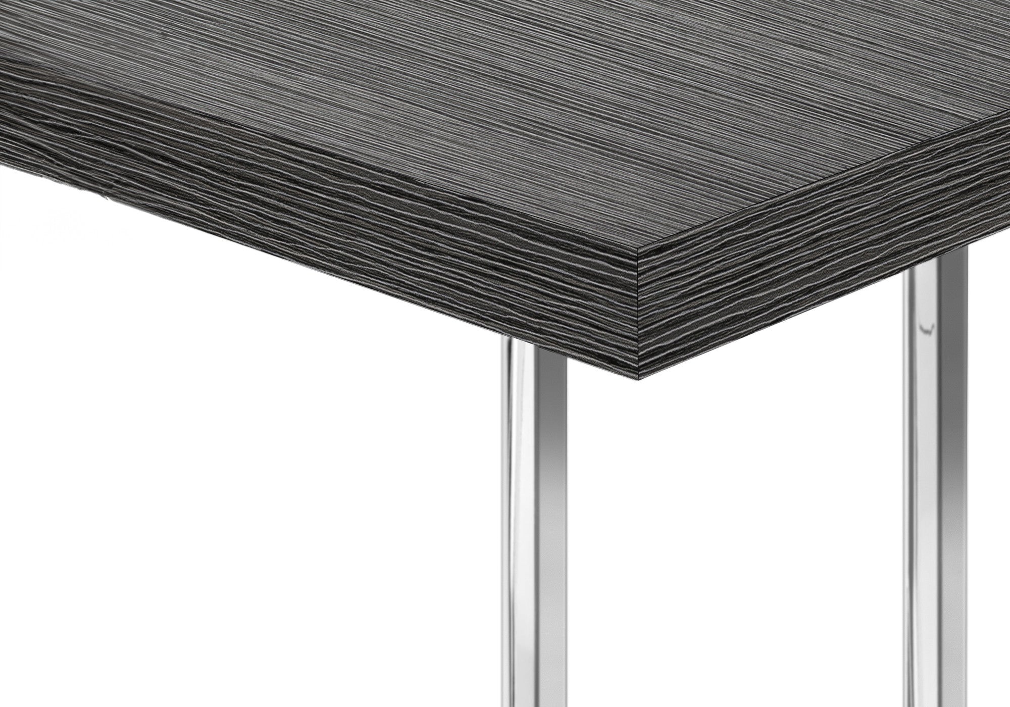 27" Dark Gray and Silver Wood and Iron End Table