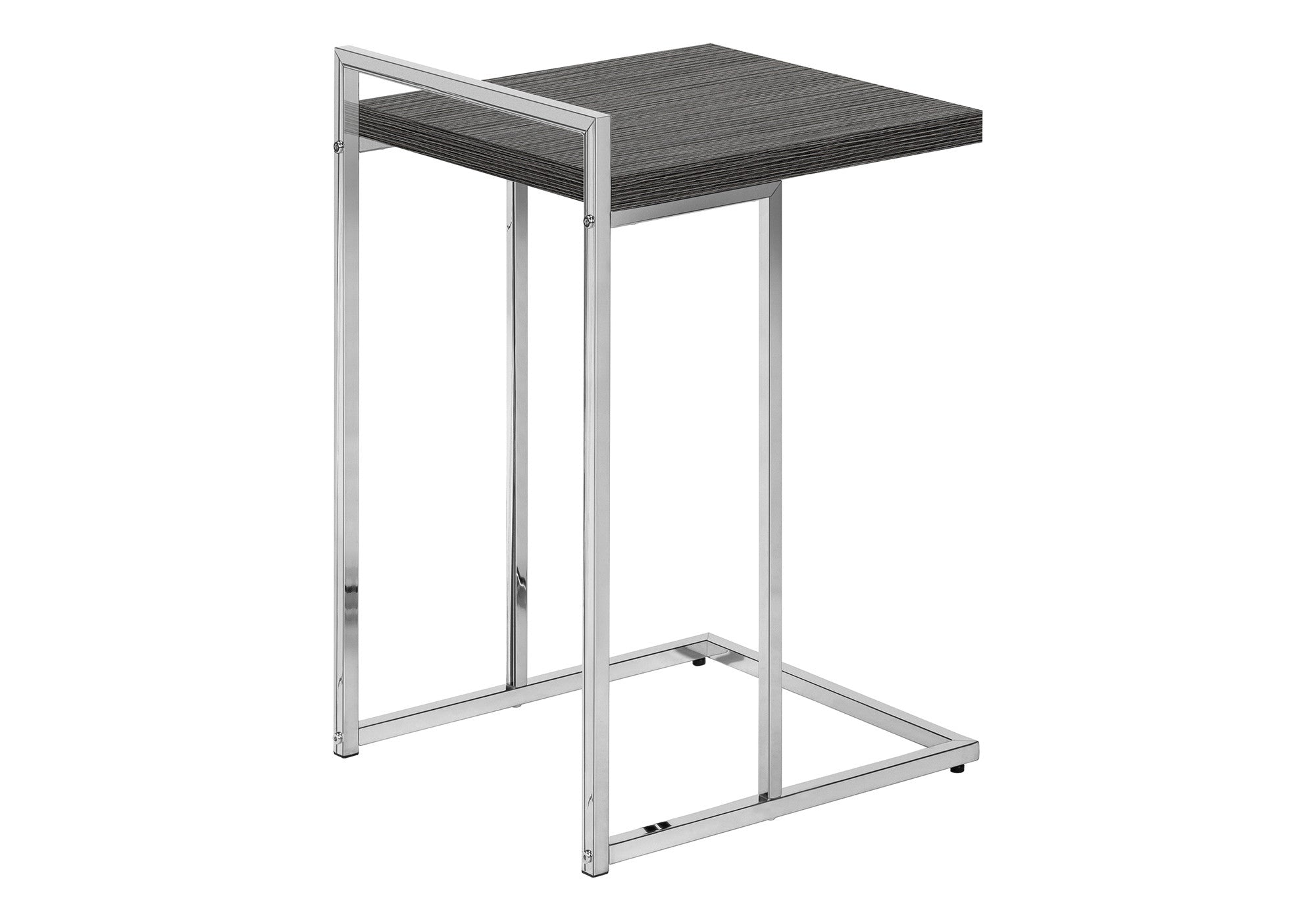 27" Dark Gray and Silver Wood and Iron End Table