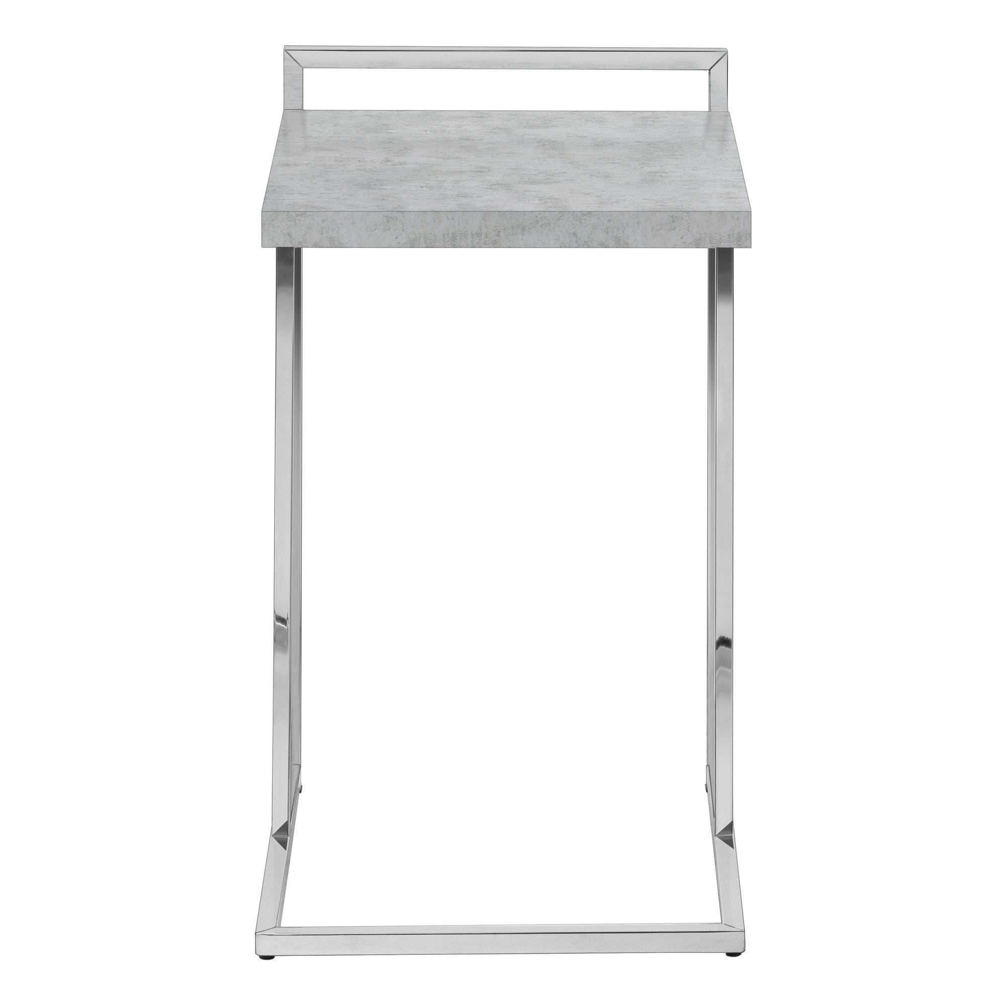 27" Gray and Silver Wood and Iron End Table