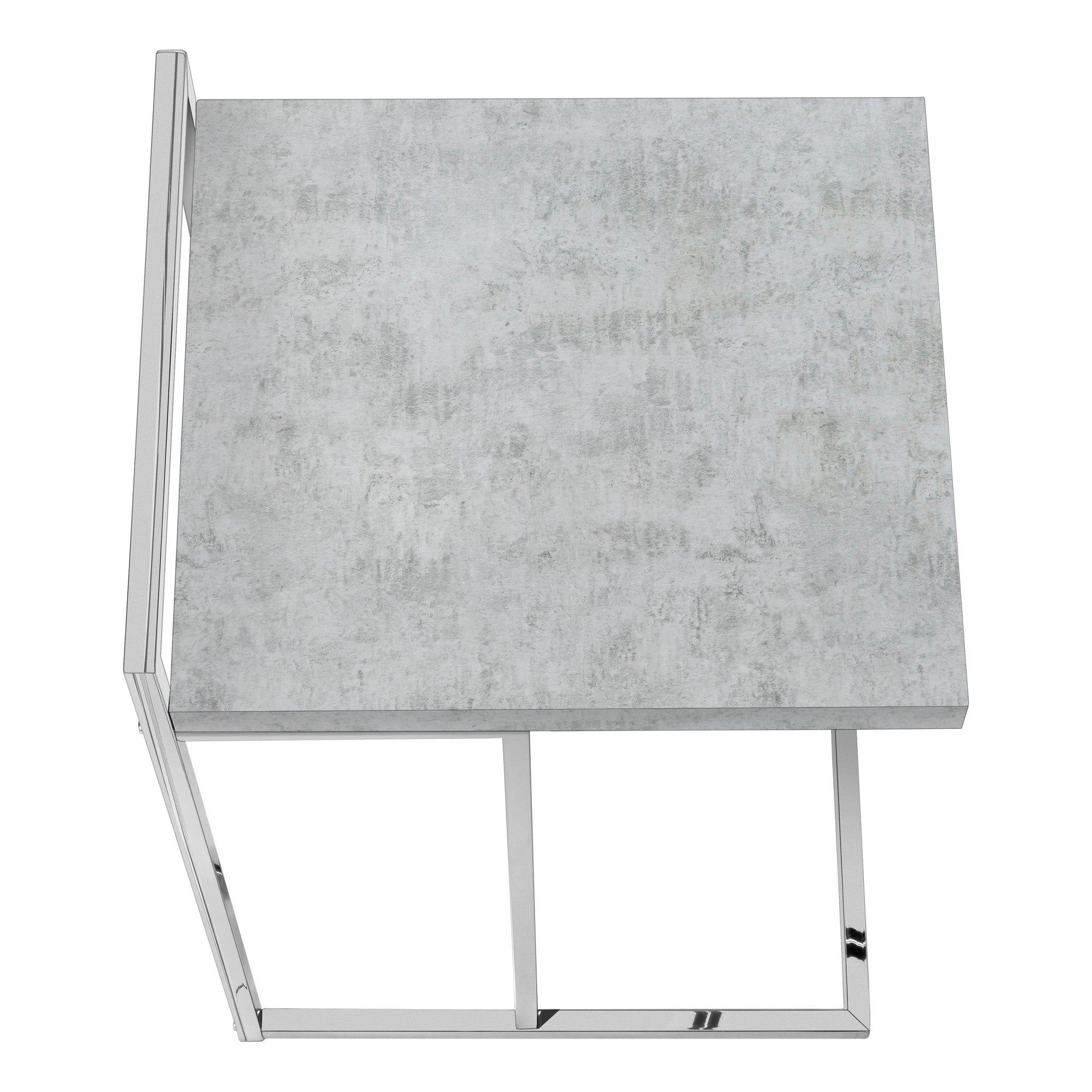 27" Gray and Silver Wood and Iron End Table