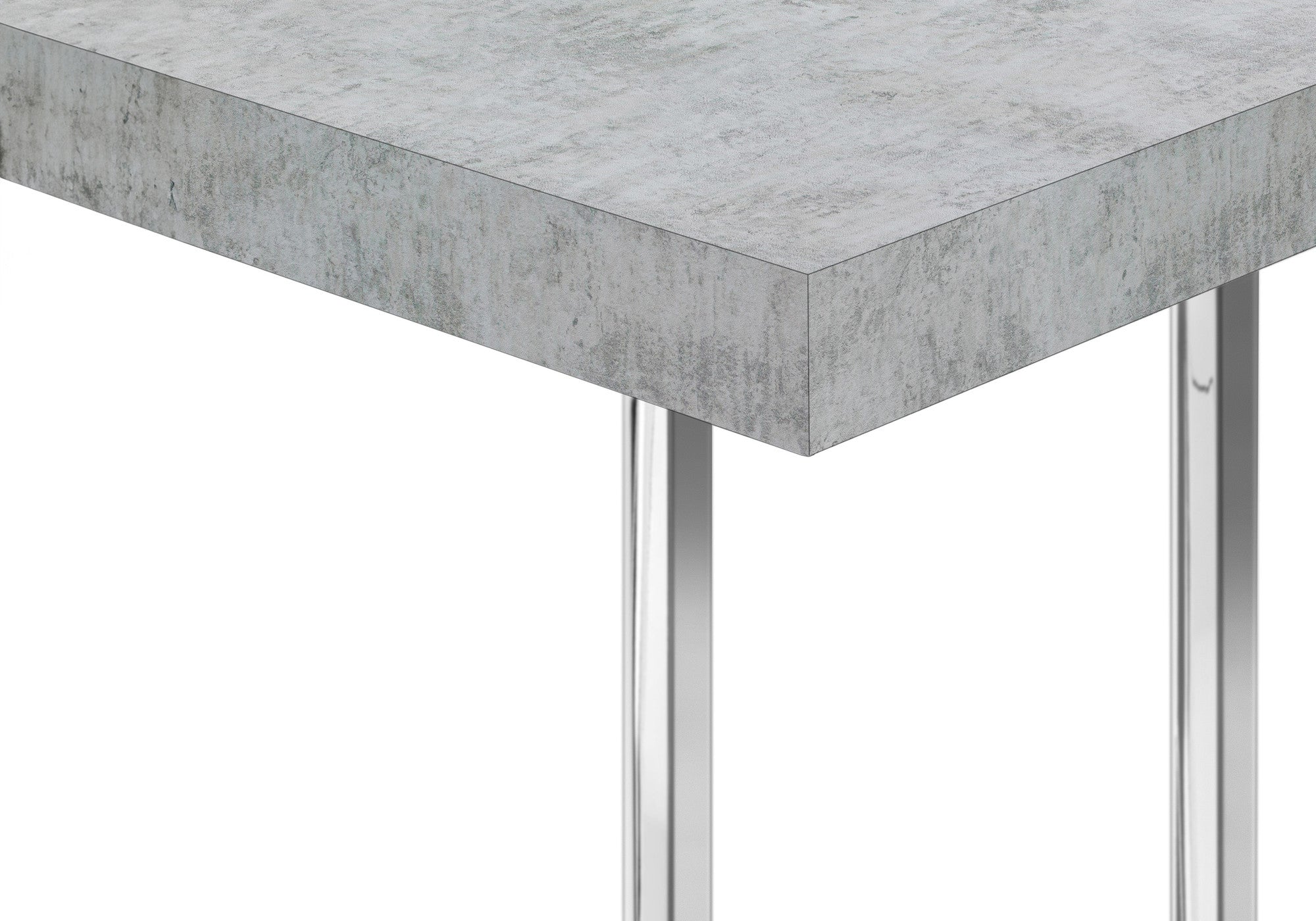 27" Gray and Silver Wood and Iron End Table