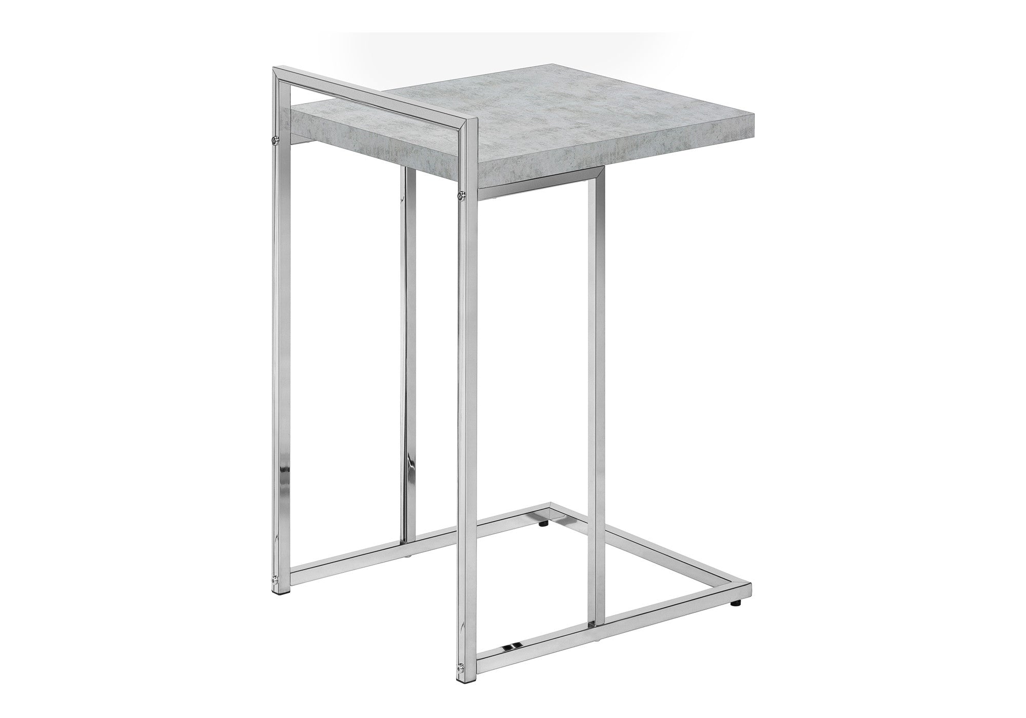 27" Gray and Silver Wood and Iron End Table