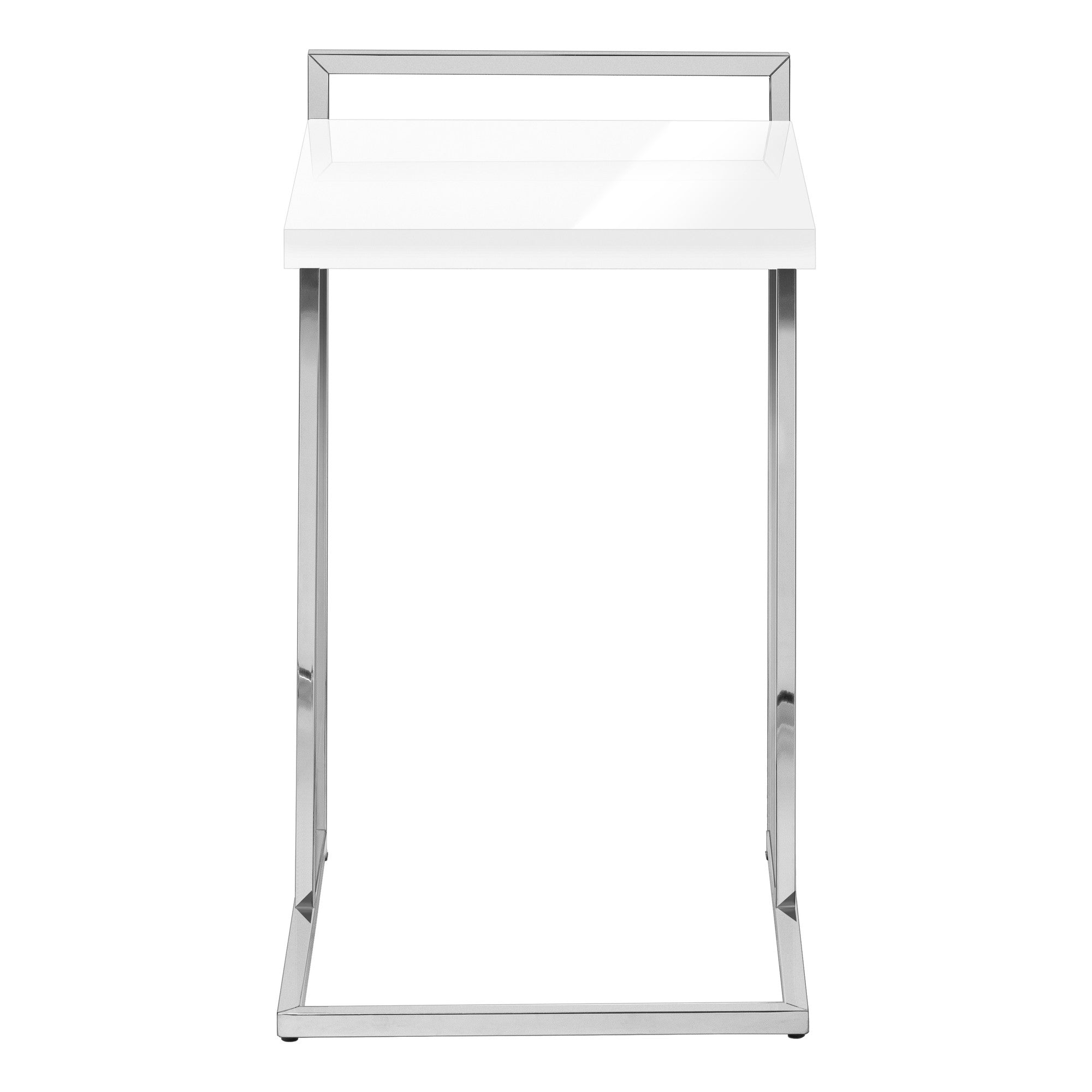 27" White and Silver Wood and Iron End Table