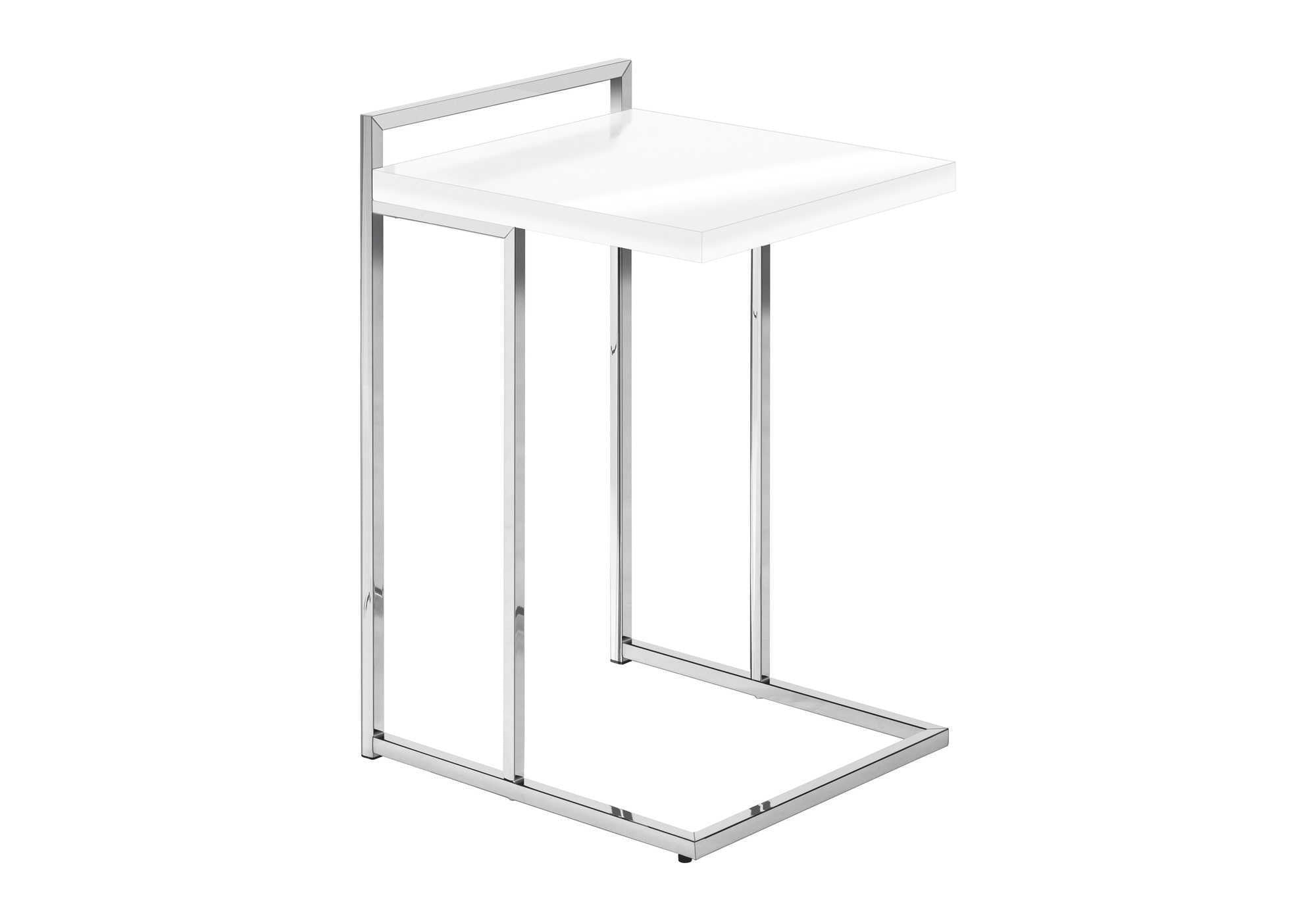 27" White and Silver Wood and Iron End Table