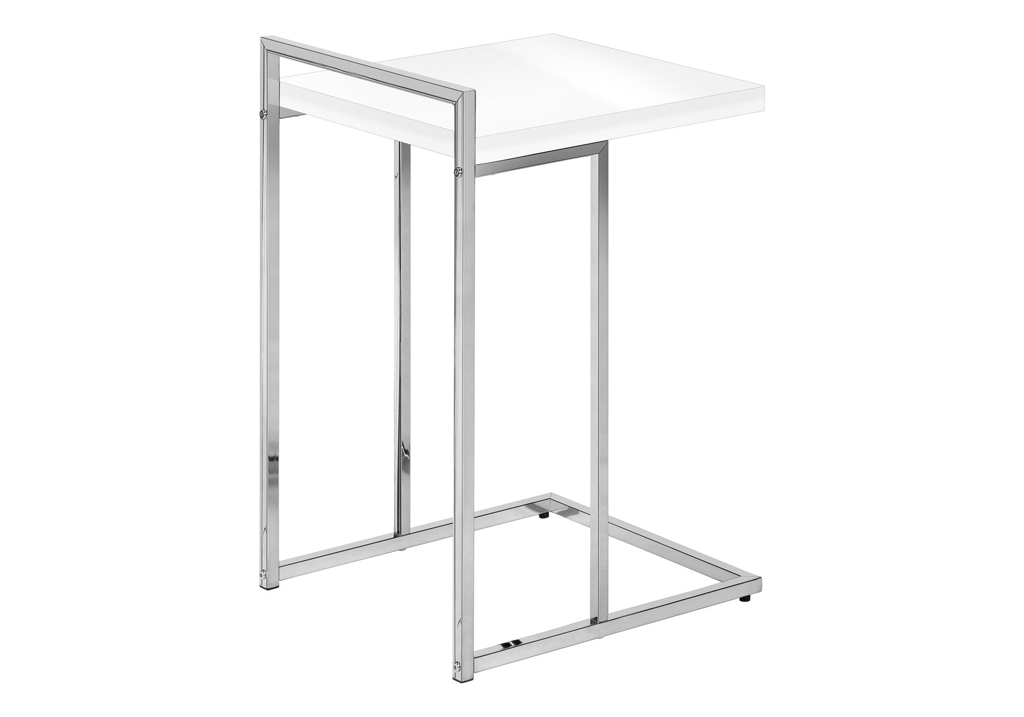 27" White and Silver Wood and Iron End Table