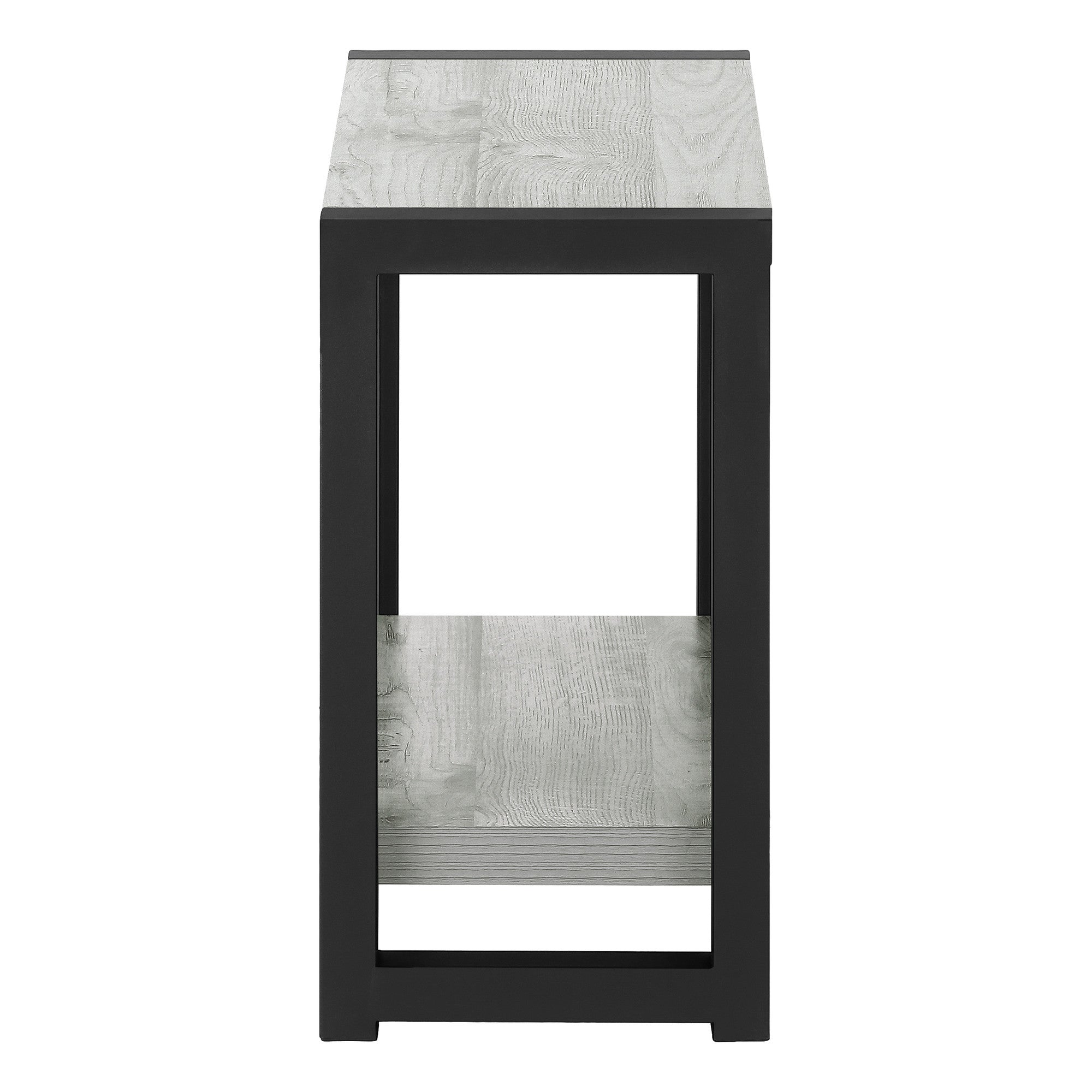 22" Gray And Black Wood And Metal Frame End Table With Shelf