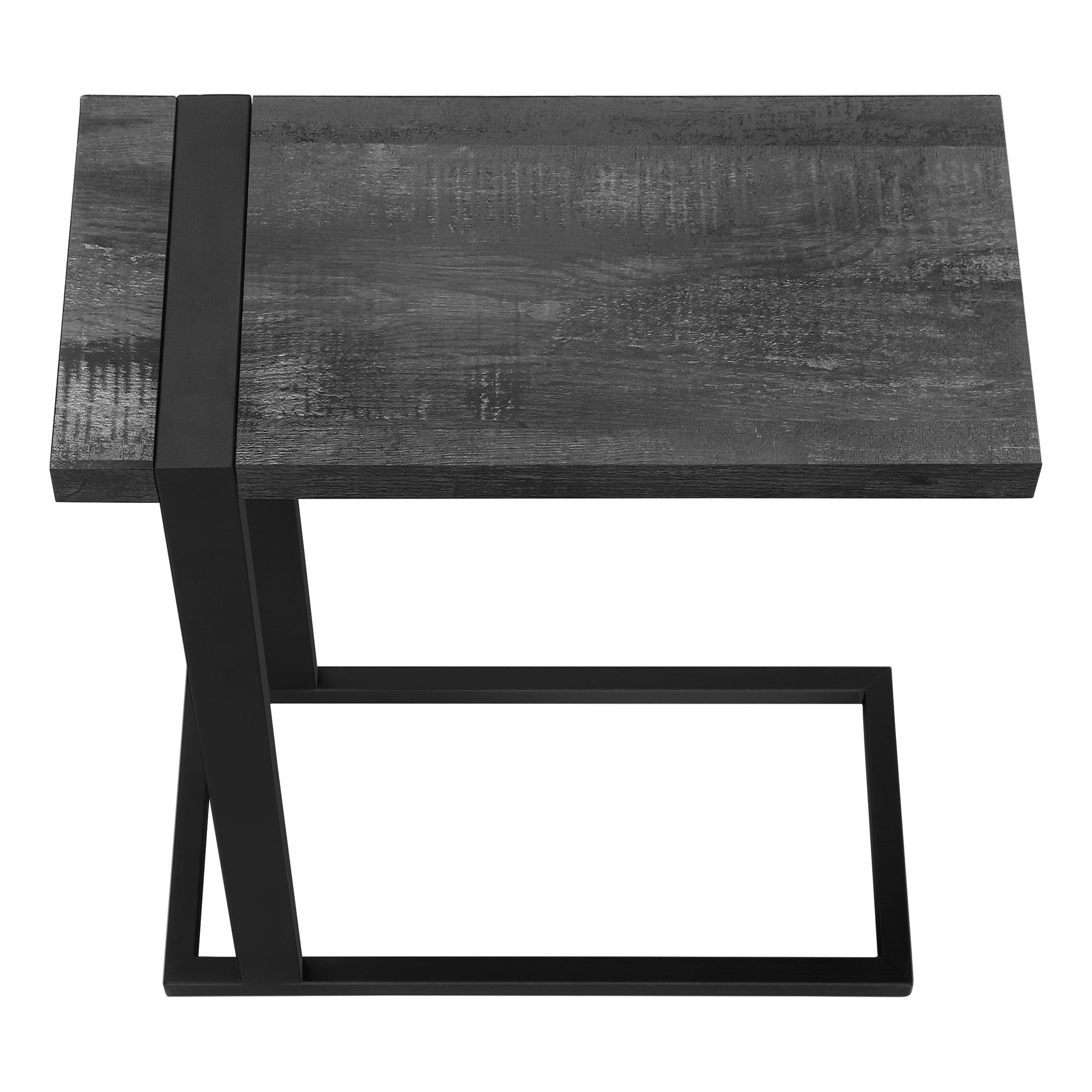 25" Black Distressed Wood and Iron End Table