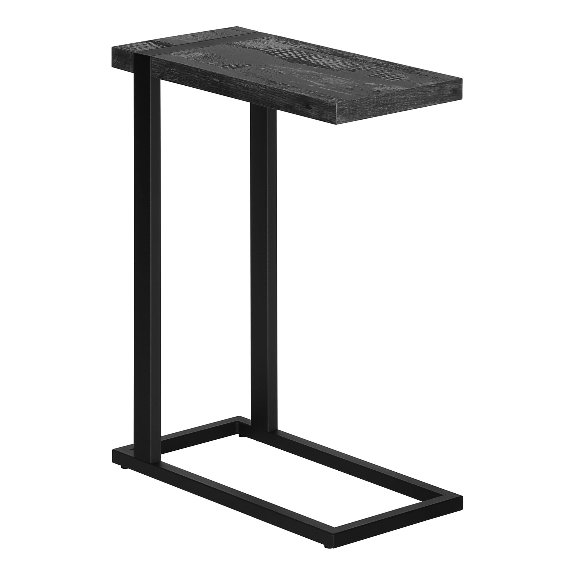 25" Black Distressed Wood and Iron End Table