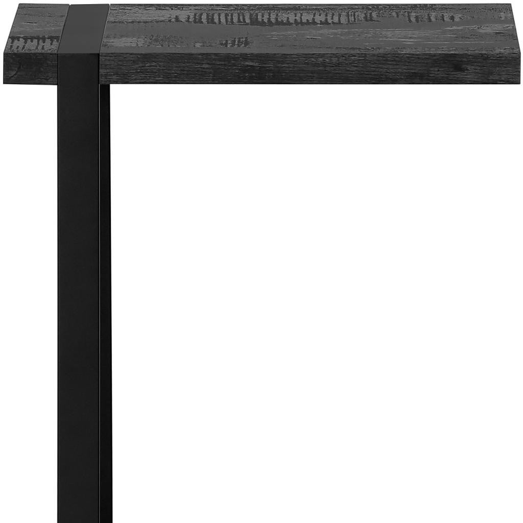25" Black Distressed Wood and Iron End Table