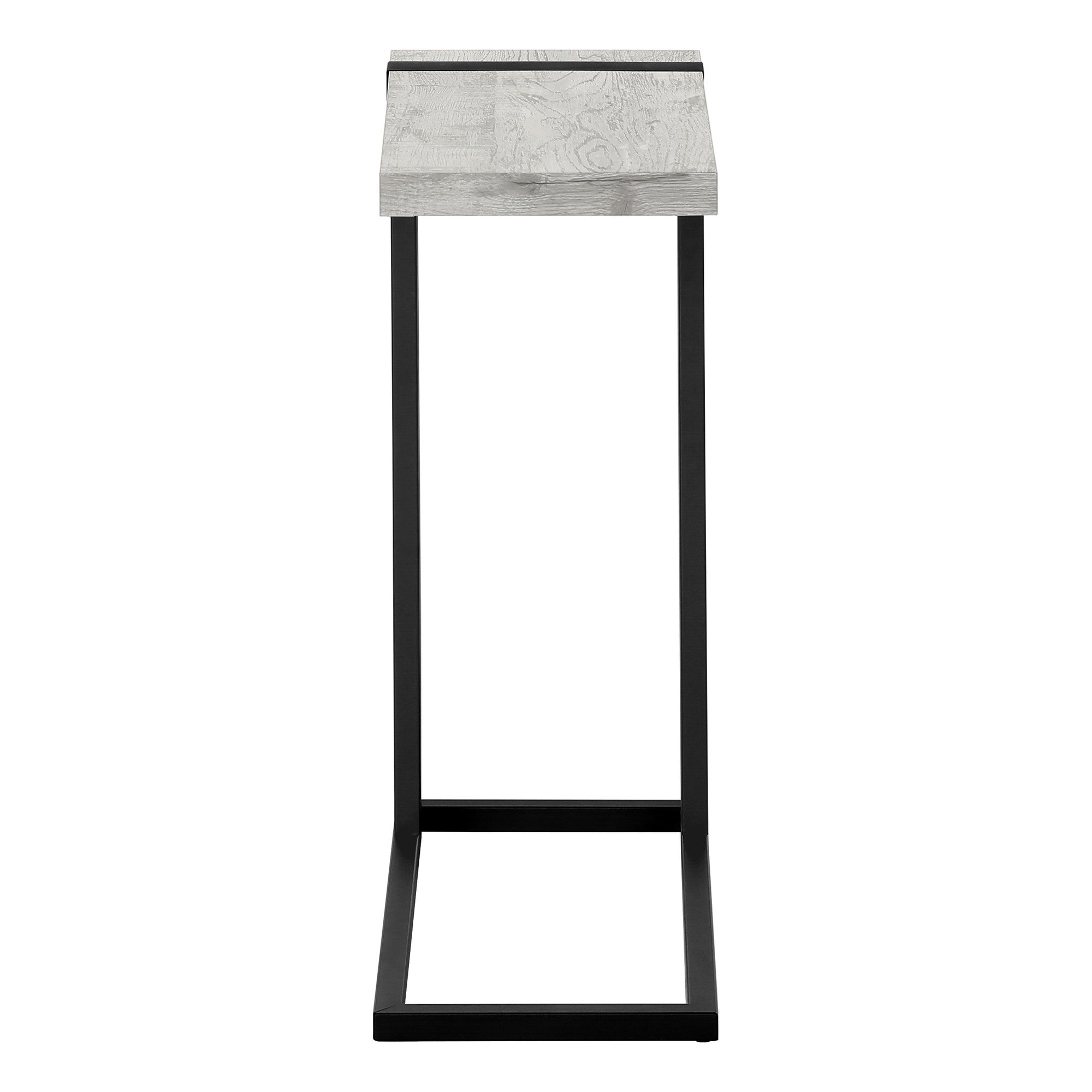 25" Gray and Black Distressed Wood and Iron End Table
