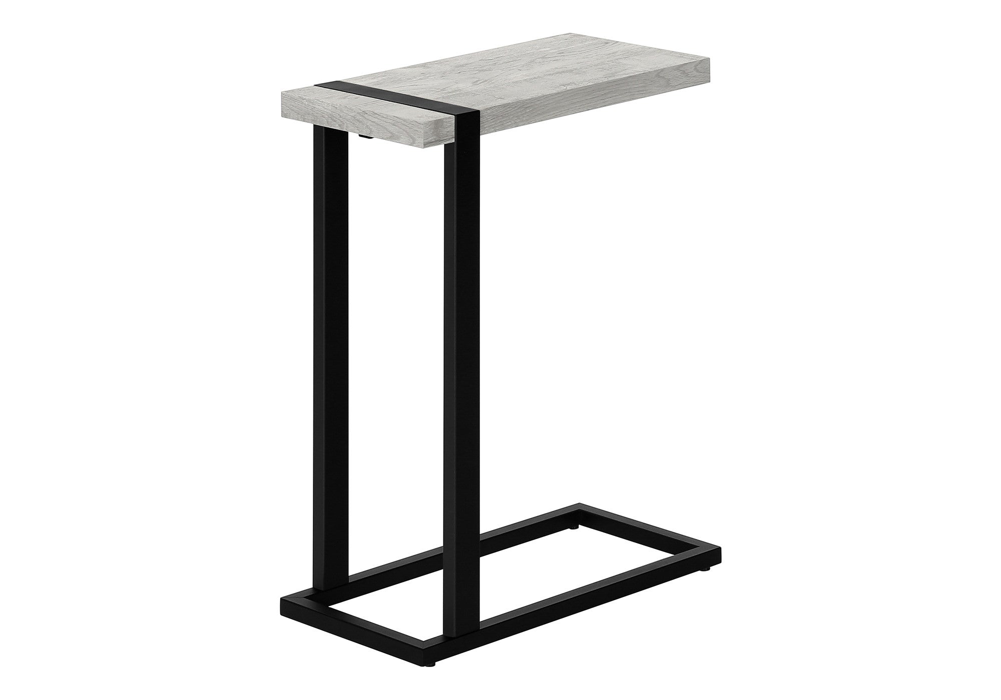 25" Gray and Black Distressed Wood and Iron End Table