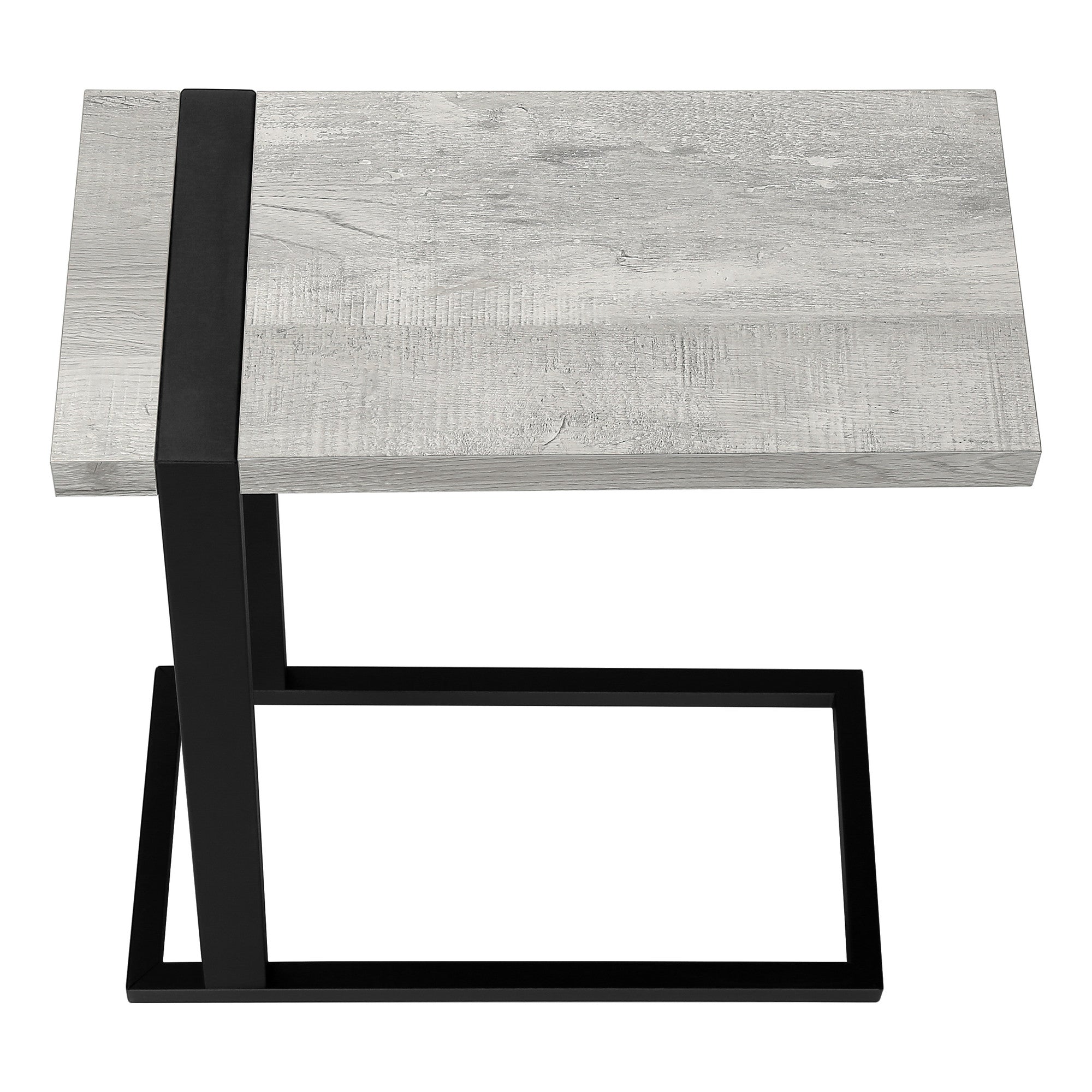 25" Gray and Black Distressed Wood and Iron End Table