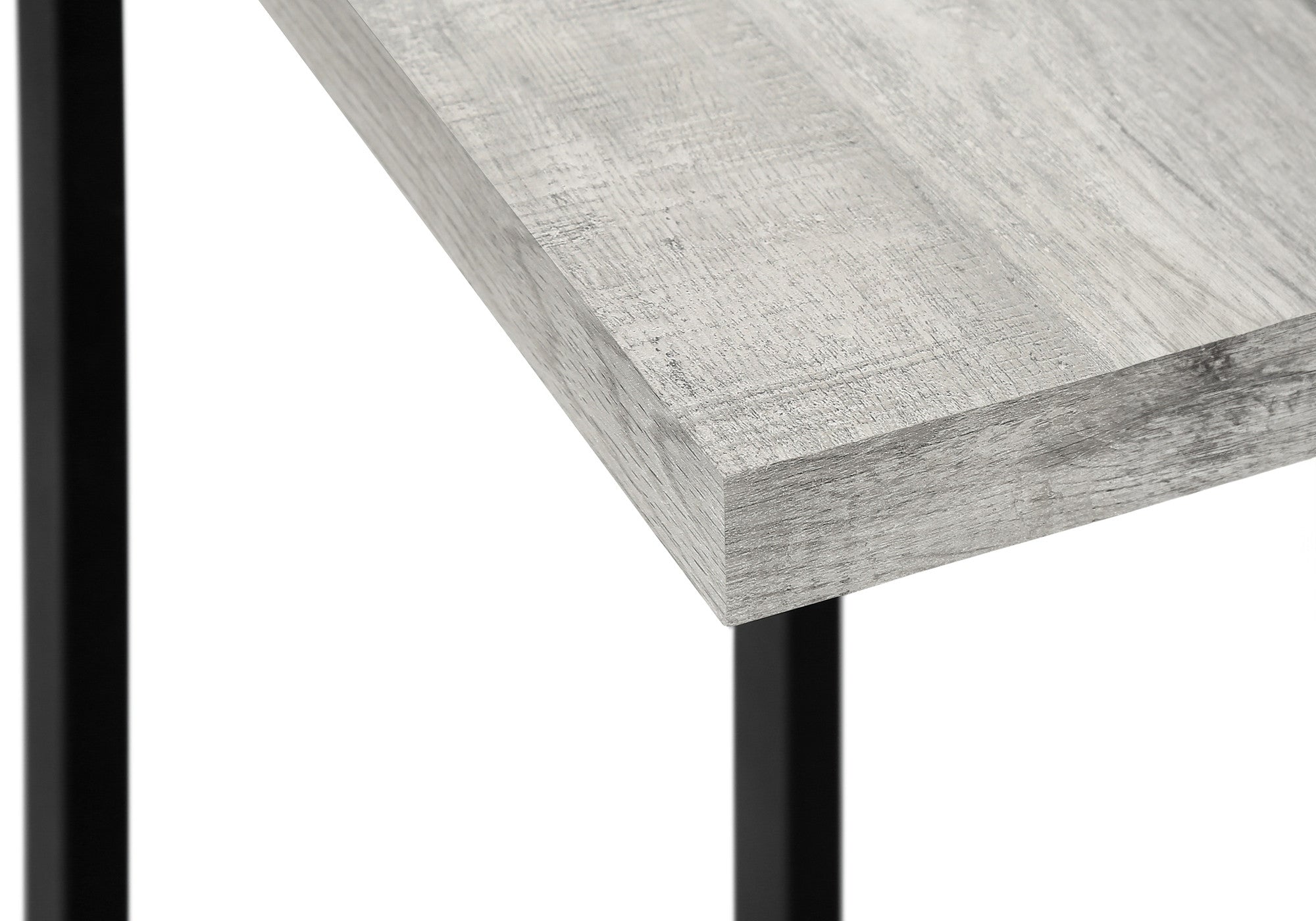 25" Gray and Black Distressed Wood and Iron End Table
