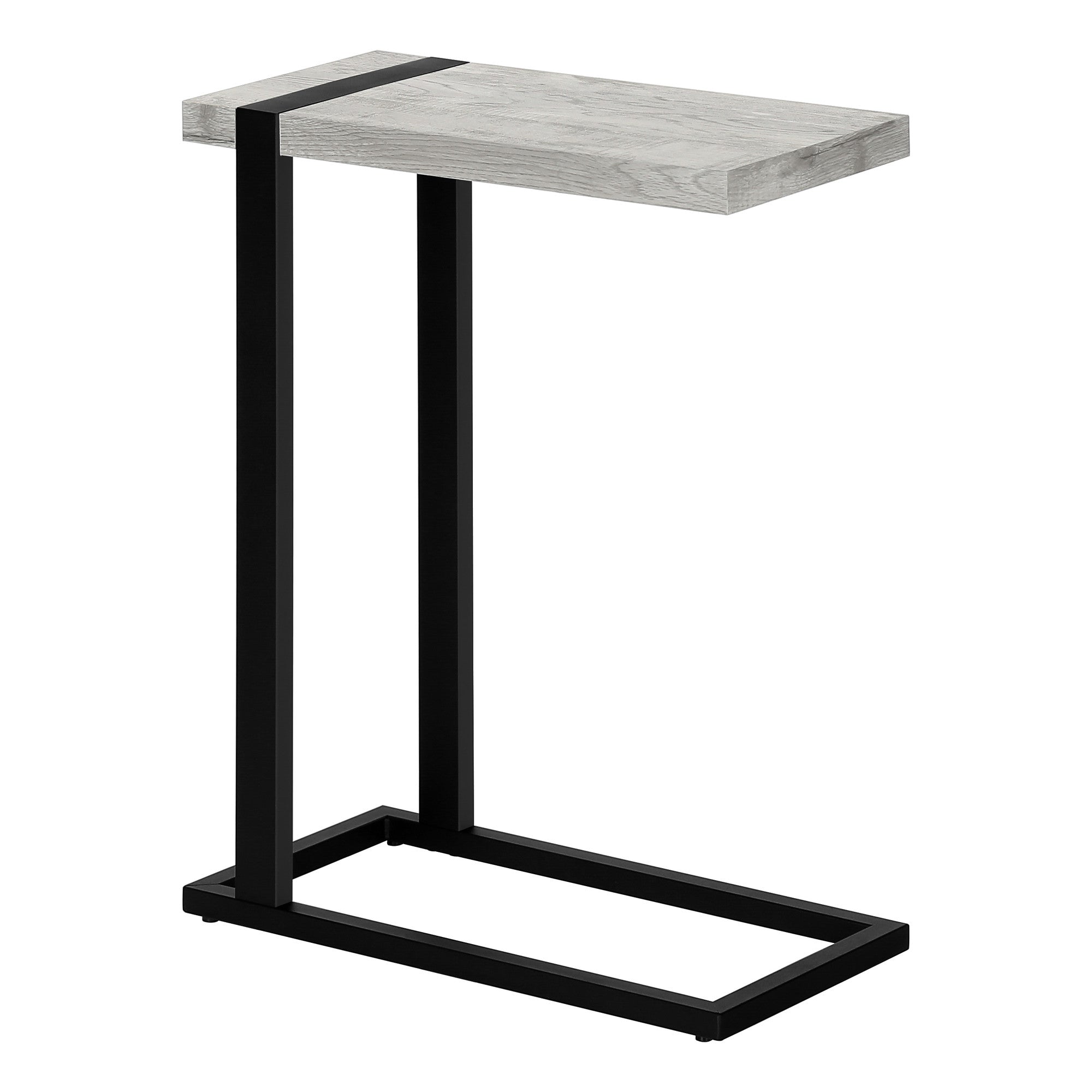 25" Gray and Black Distressed Wood and Iron End Table