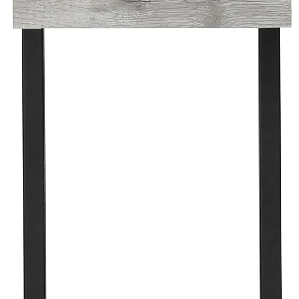 25" Gray and Black Distressed Wood and Iron End Table
