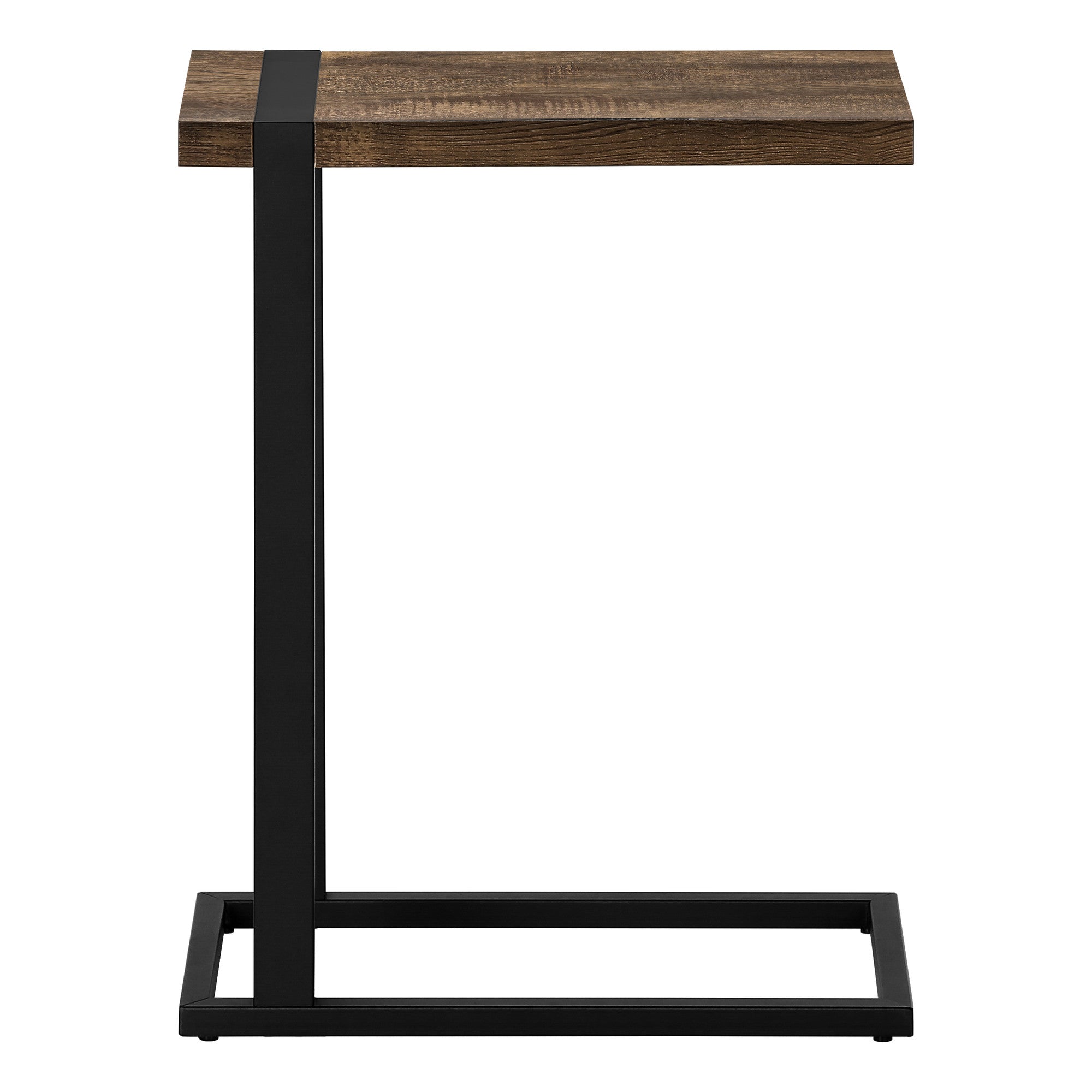 25" Brown and Black Distressed Wood and Iron End Table