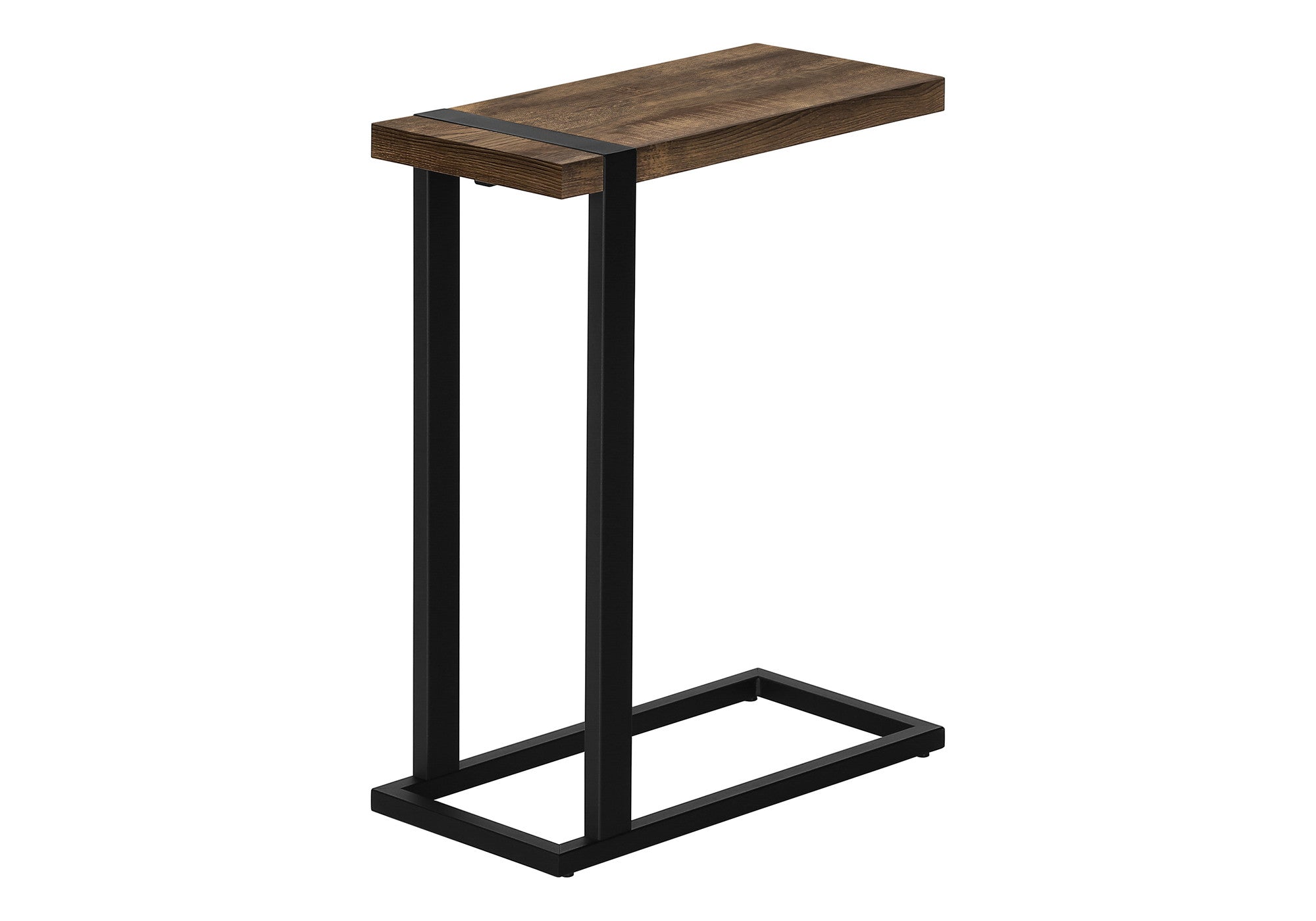 25" Brown and Black Distressed Wood and Iron End Table