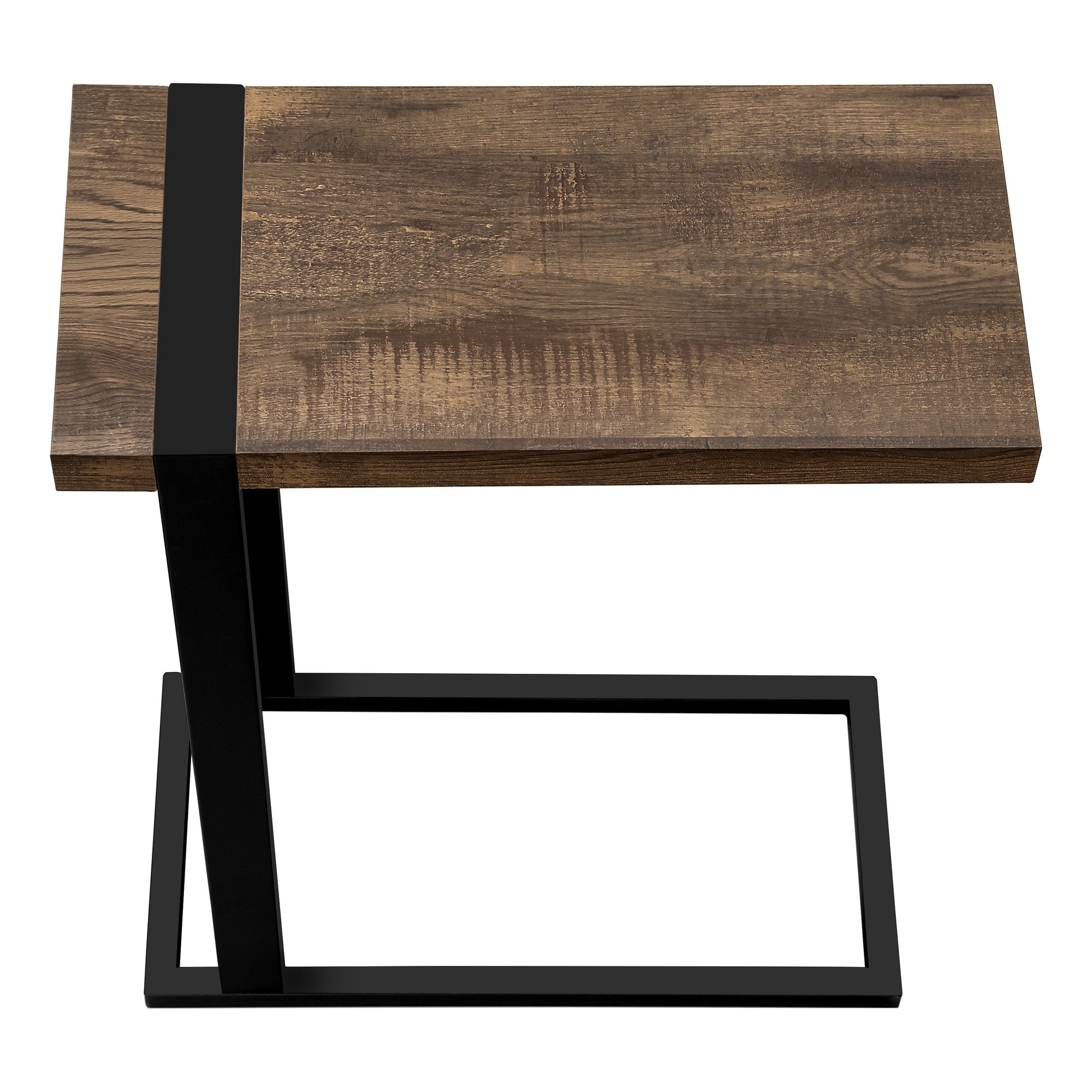 25" Brown and Black Distressed Wood and Iron End Table