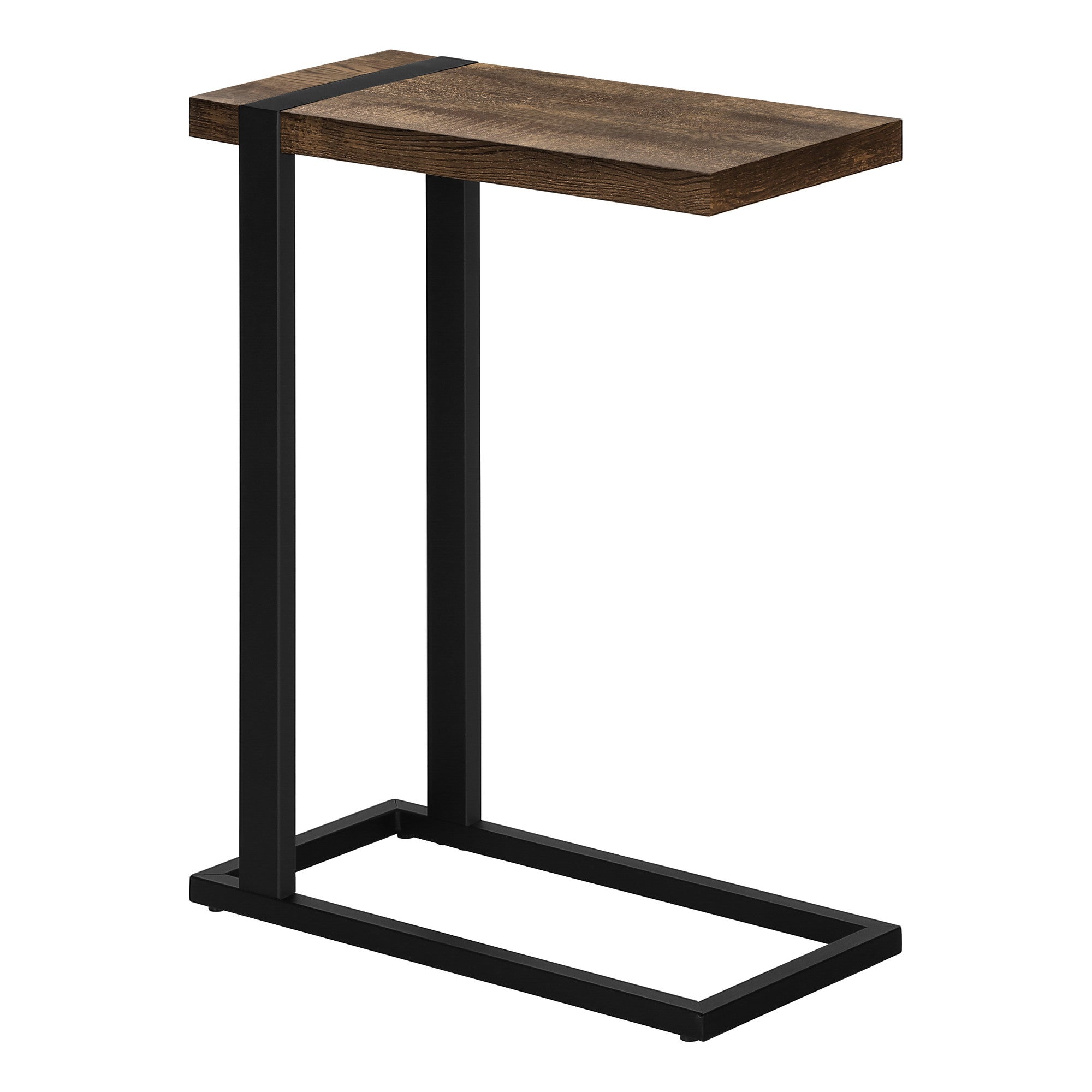 25" Brown and Black Distressed Wood and Iron End Table