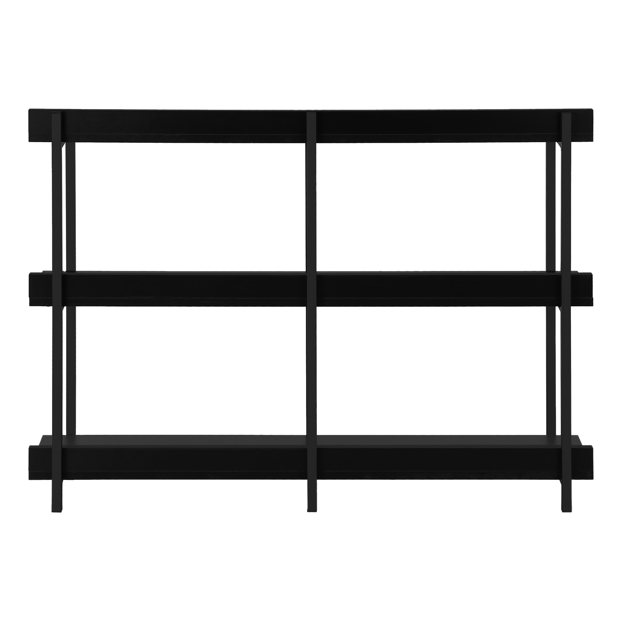 47" Black Wood and Metal Frame Console Table With Three Shelves