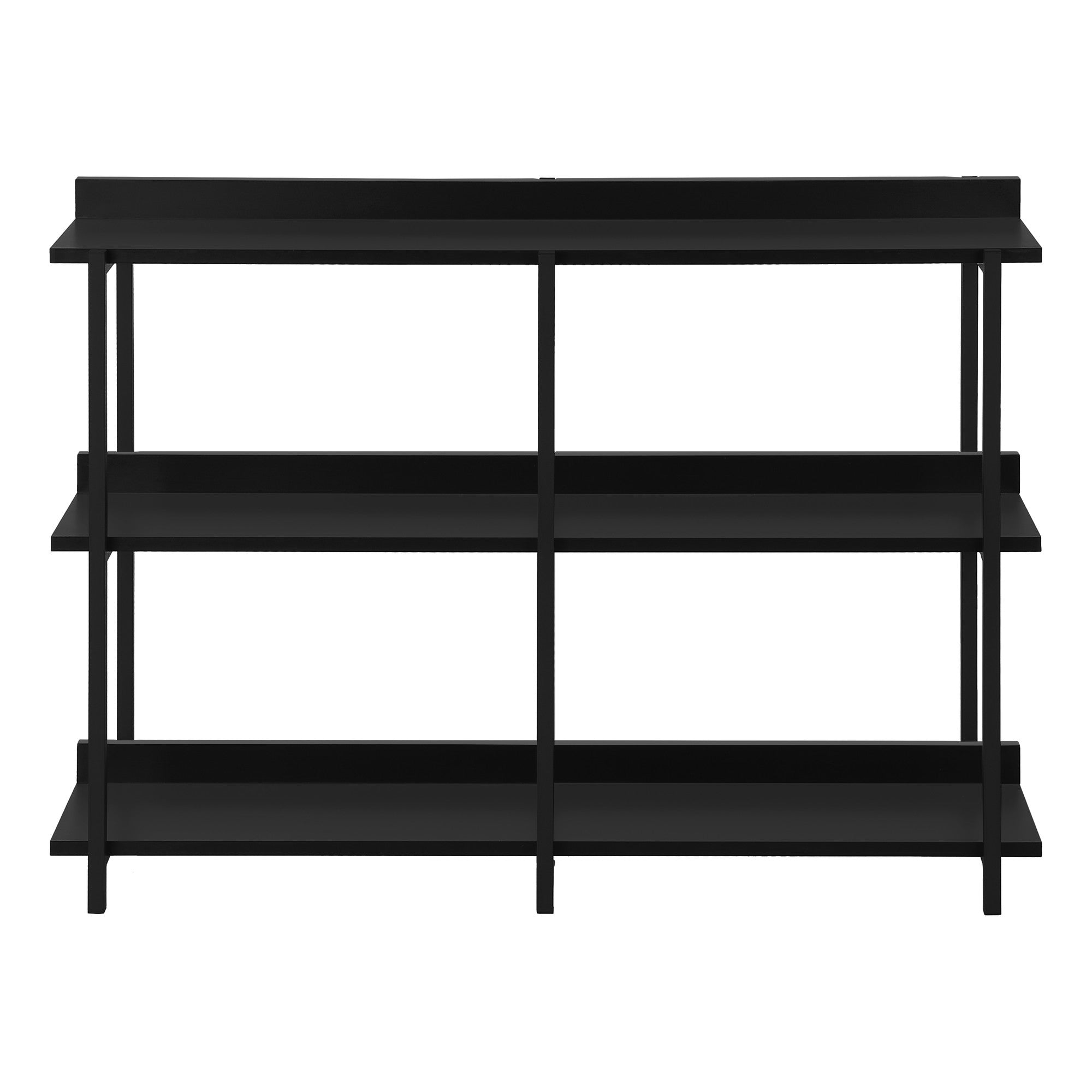 47" Black Wood and Metal Frame Console Table With Three Shelves