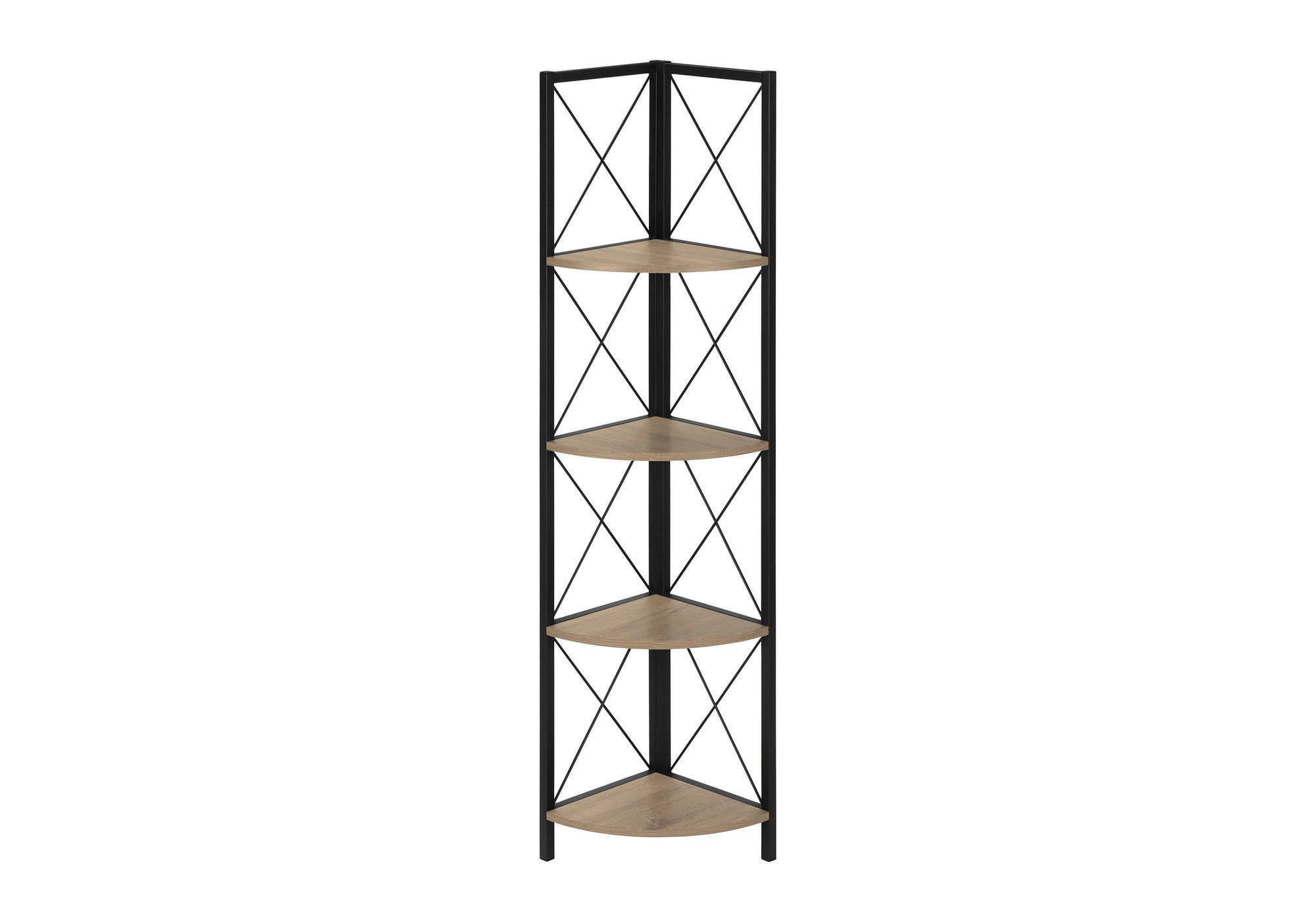 59" Taupe Metal Corner Bookcase