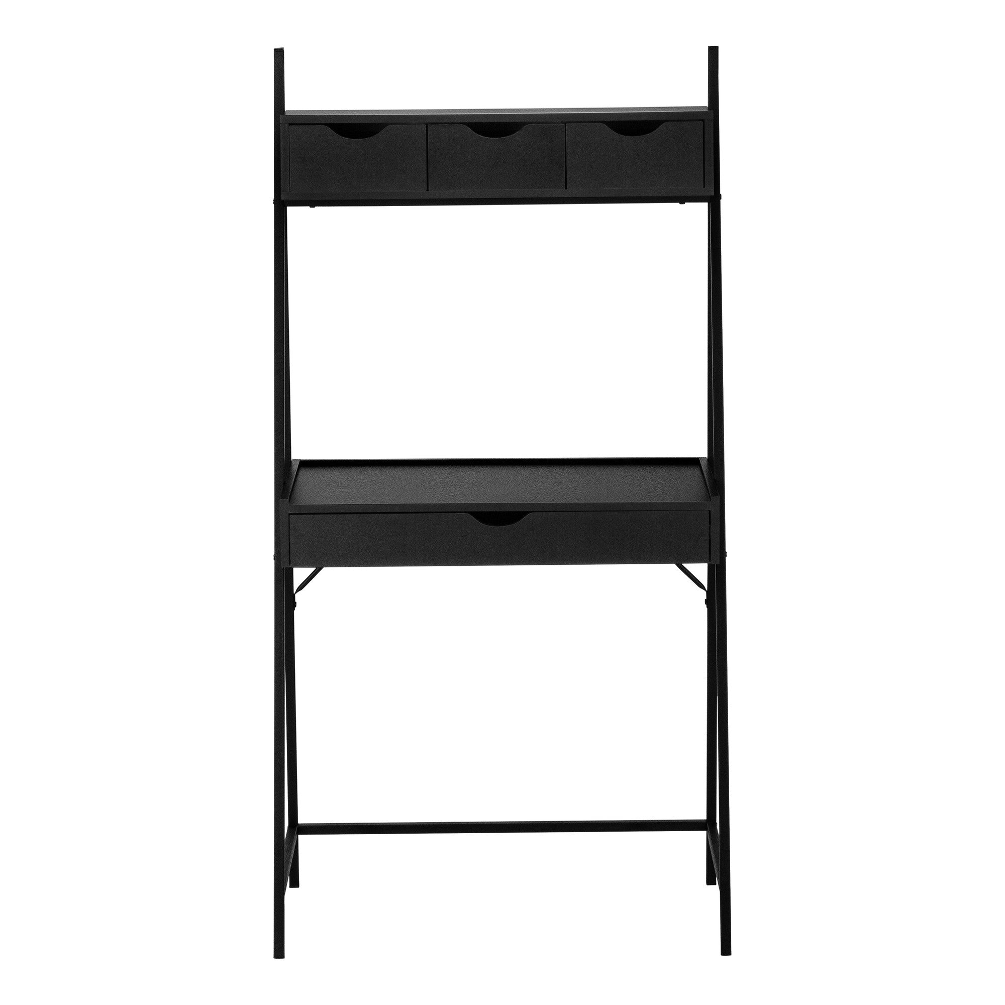 32" Black Computer Desk With Four Drawers