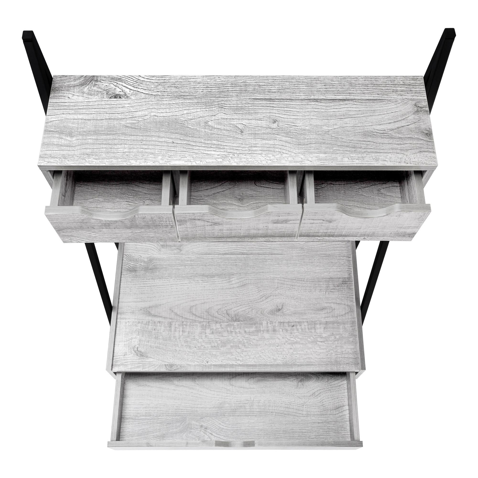32" Gray and Black Wood and Metal Sled Computer Desk With Four Drawers