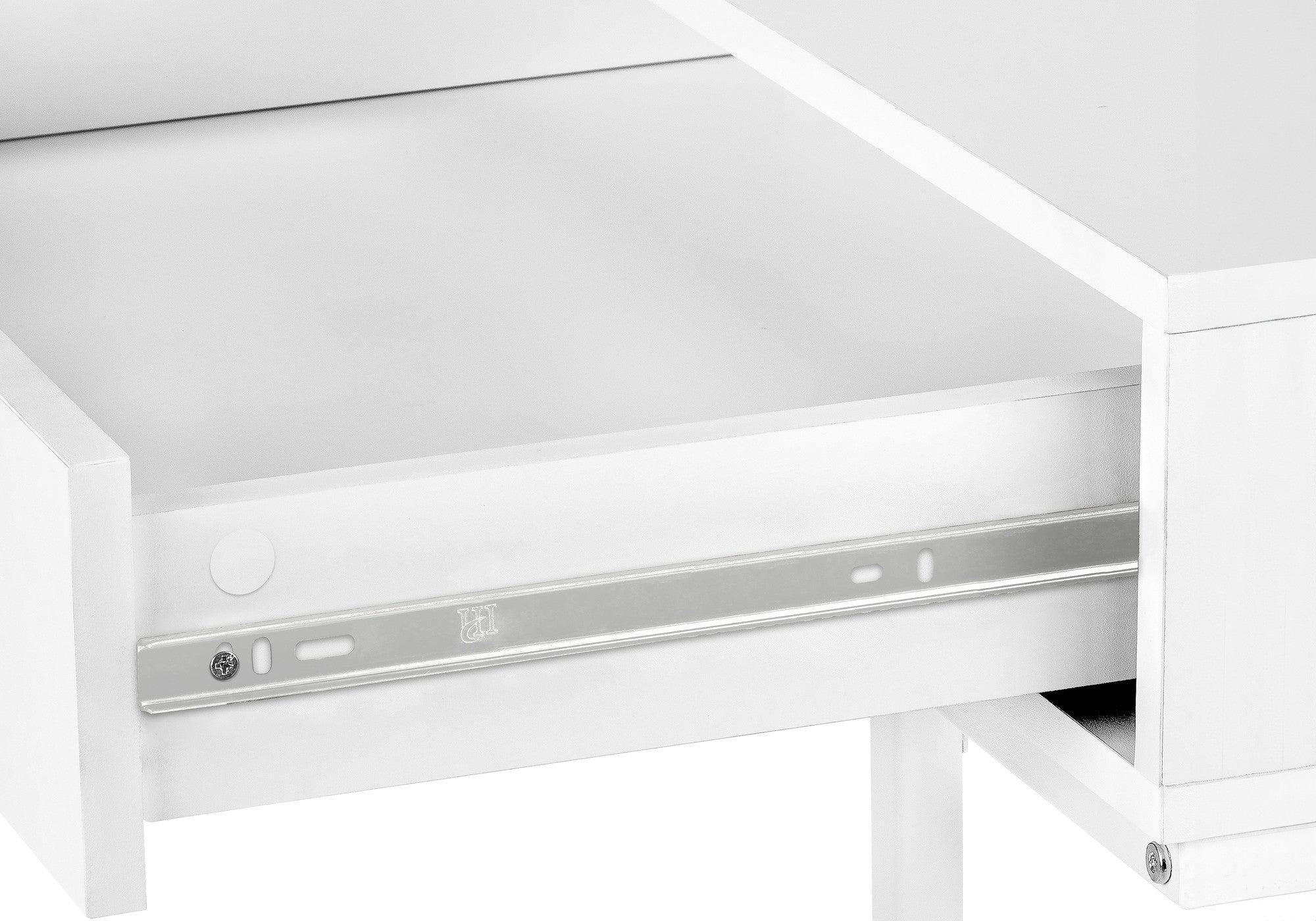 47" White Wood and Metal H-Shape Computer Desk With Two Drawers