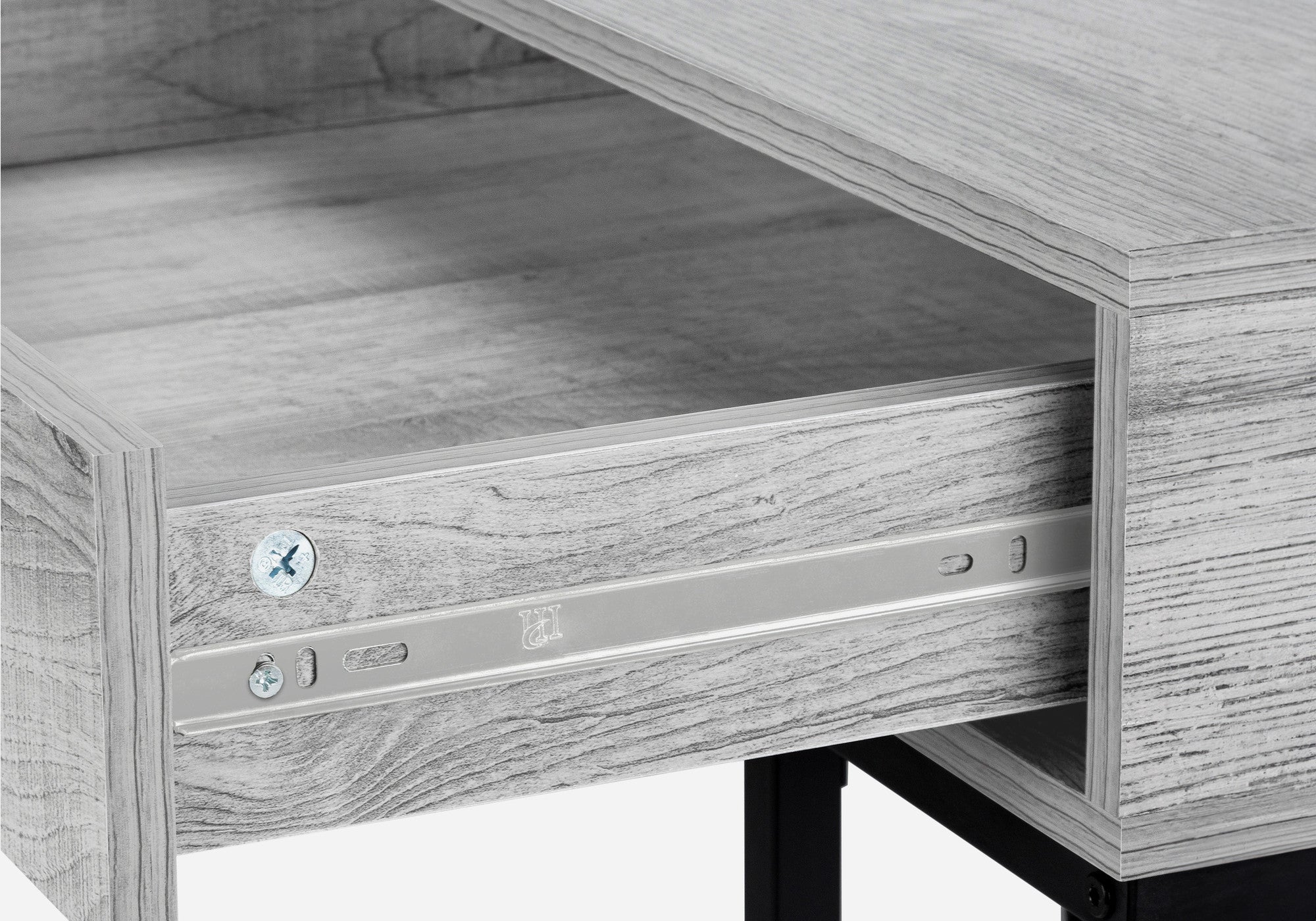 47" Gray and Black Wood and Metal H-Shape Computer Desk With Two Drawers