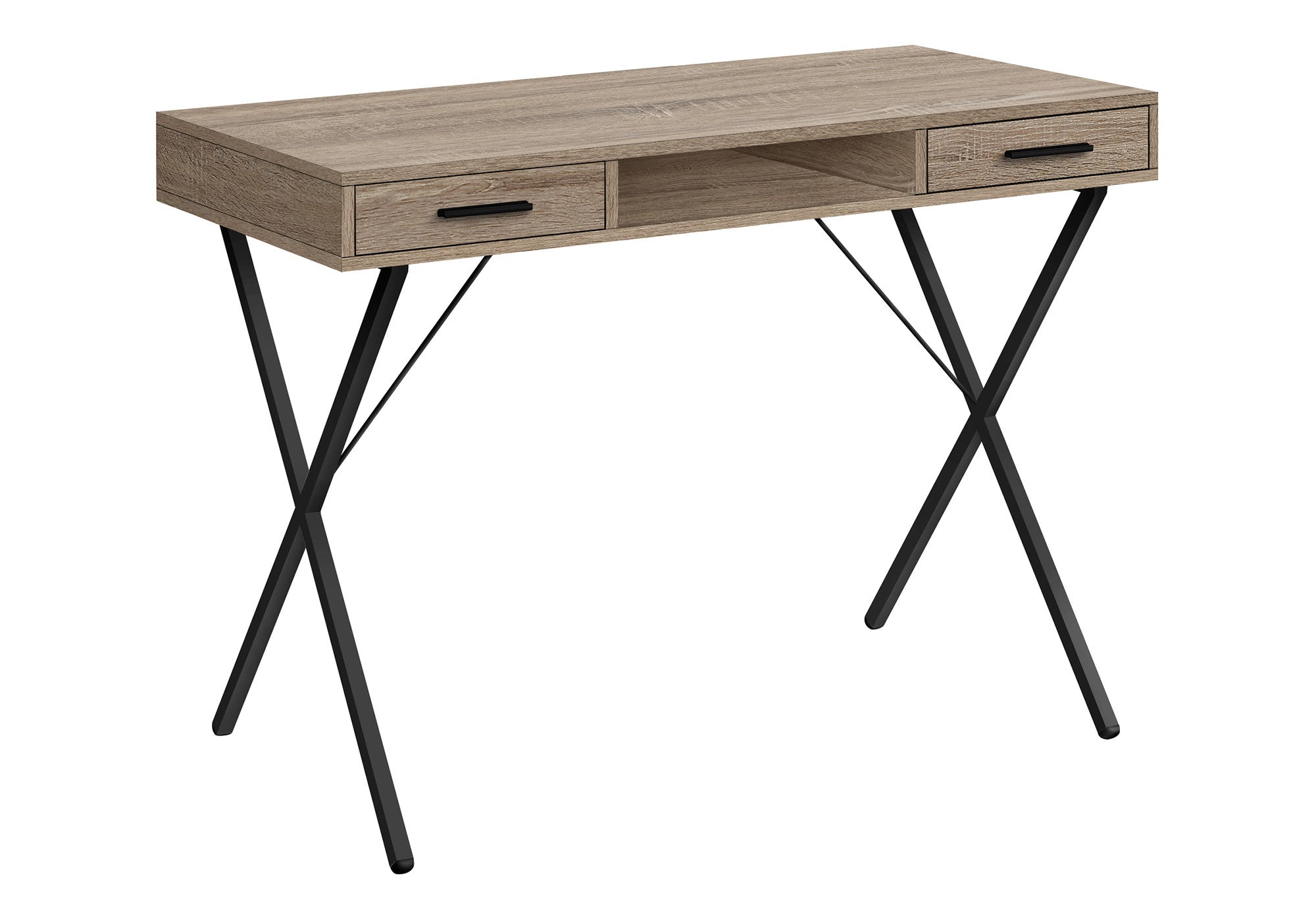 42" Taupe and Black Computer Desk With Two Drawers