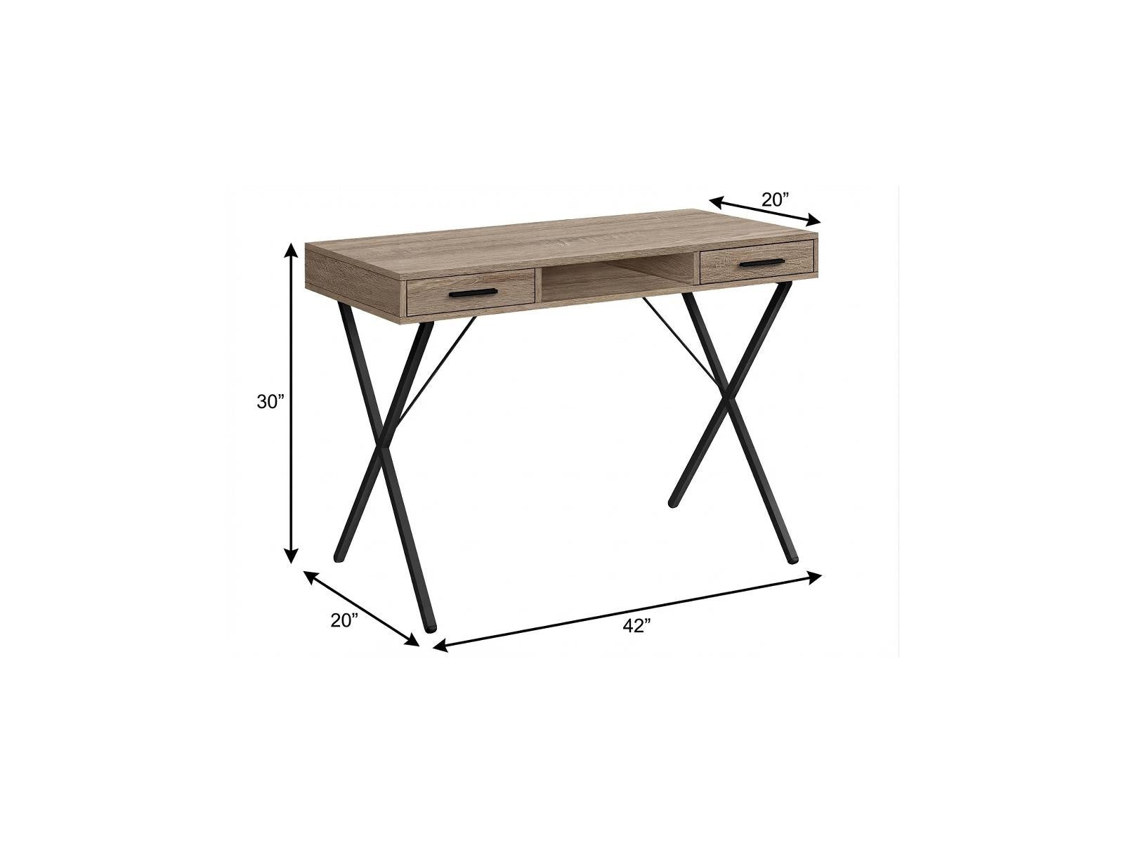 42" Taupe and Black Computer Desk With Two Drawers