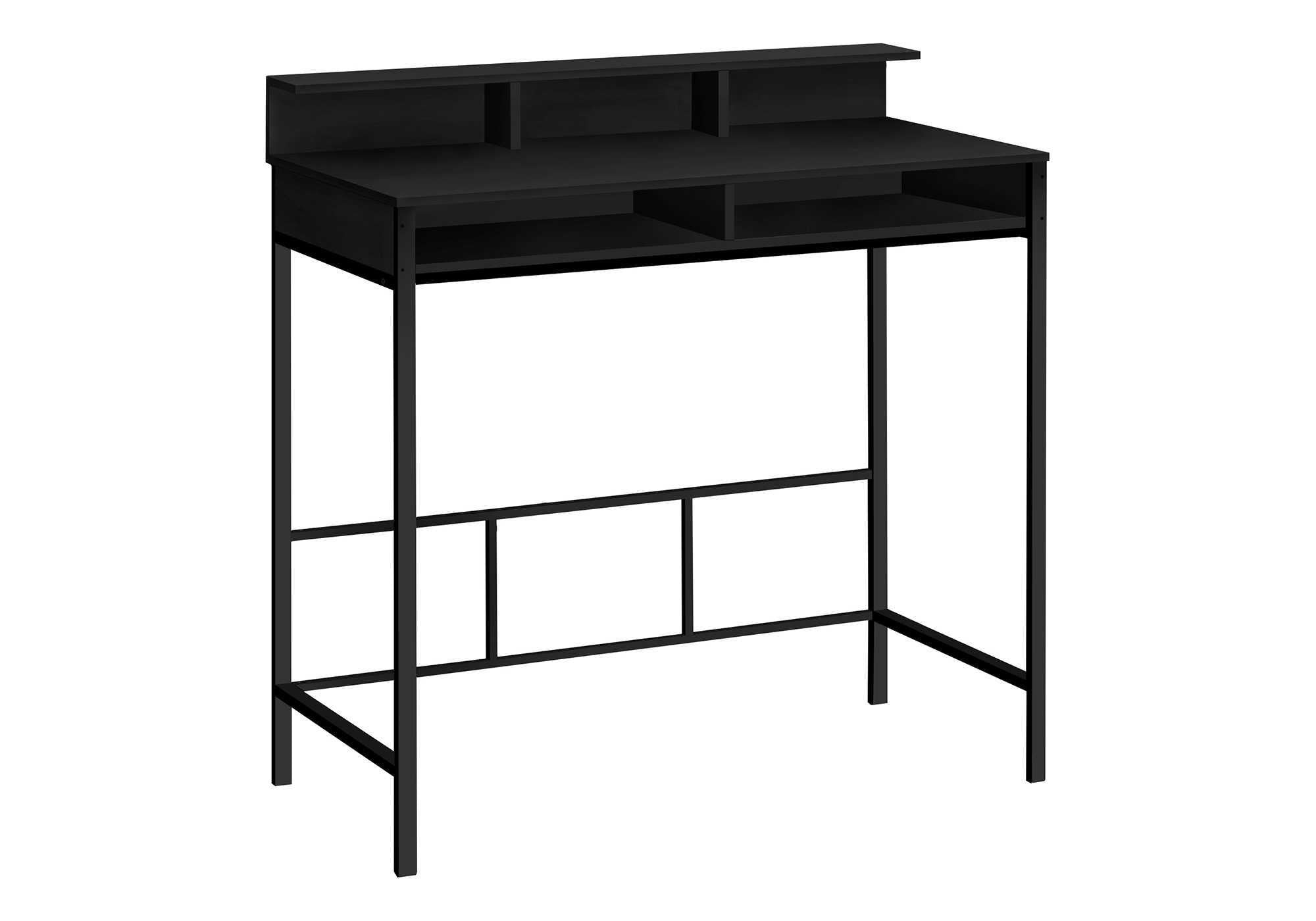 47" Black Wood and Metal H-Shape Computer Desk