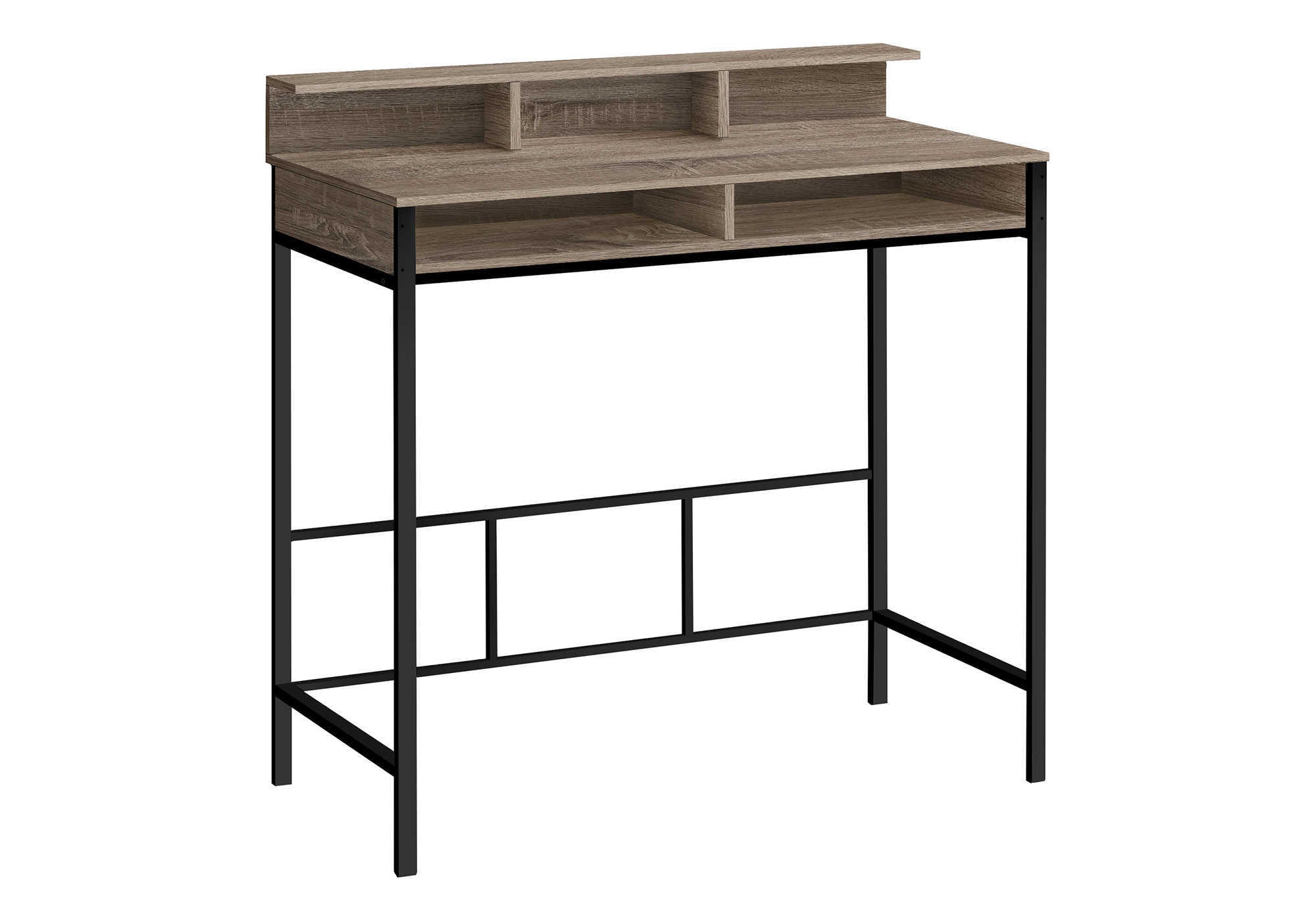 47" Taupe and Black Wood and Metal H-Shape Computer Desk