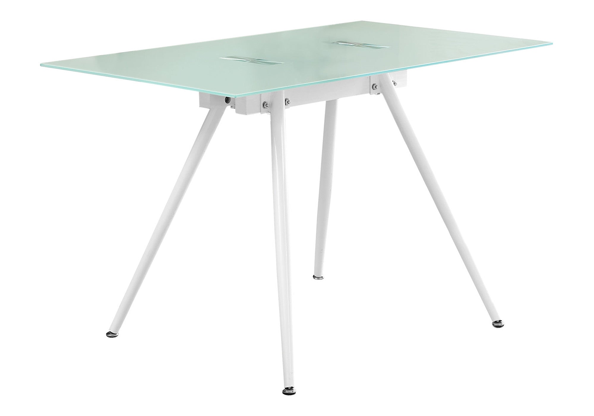 47" White Glass and Metal Computer Desk