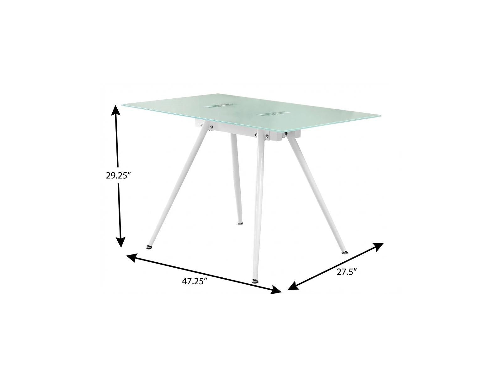 47" White Glass and Metal Computer Desk