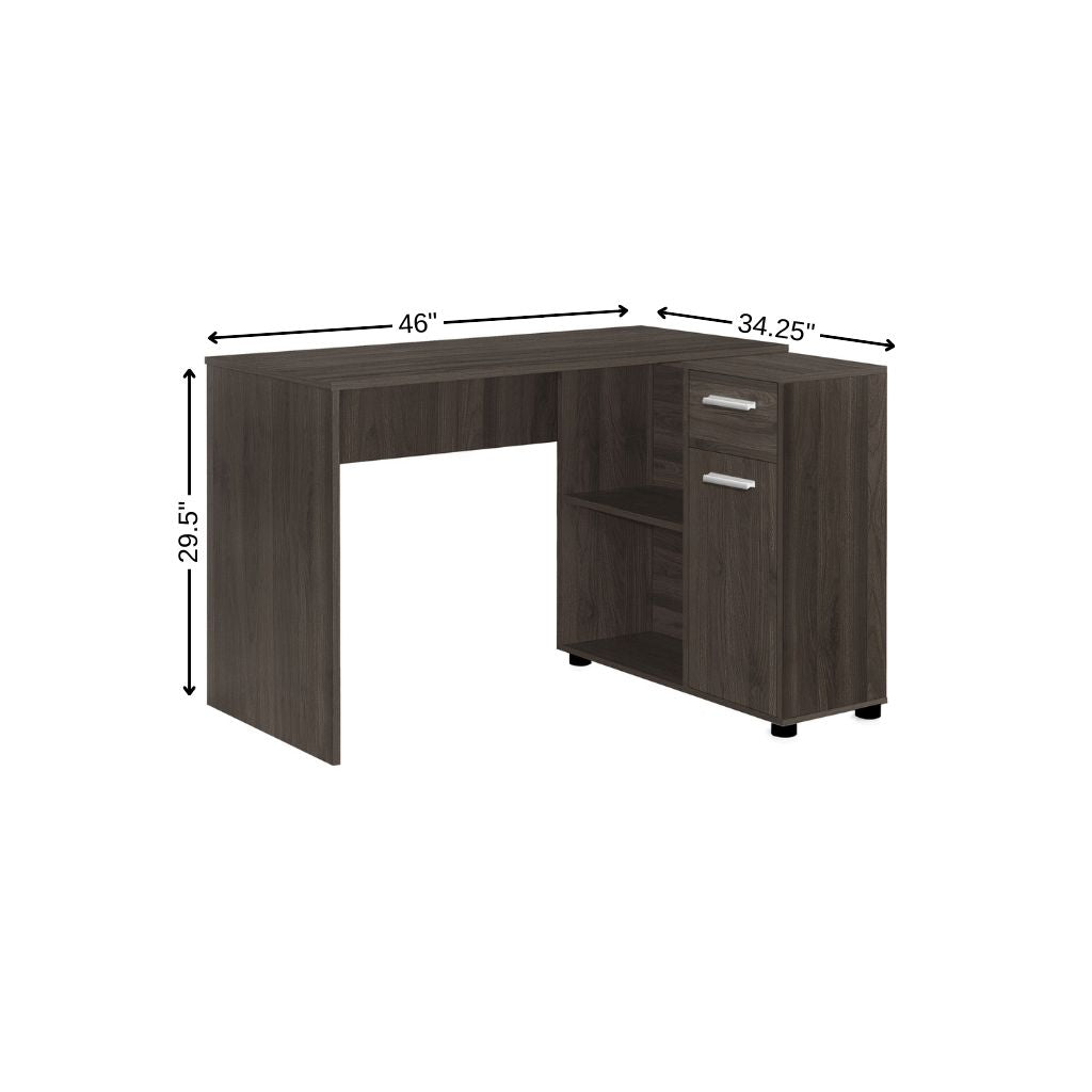 46" Brown Wood L Shape Computer Desk