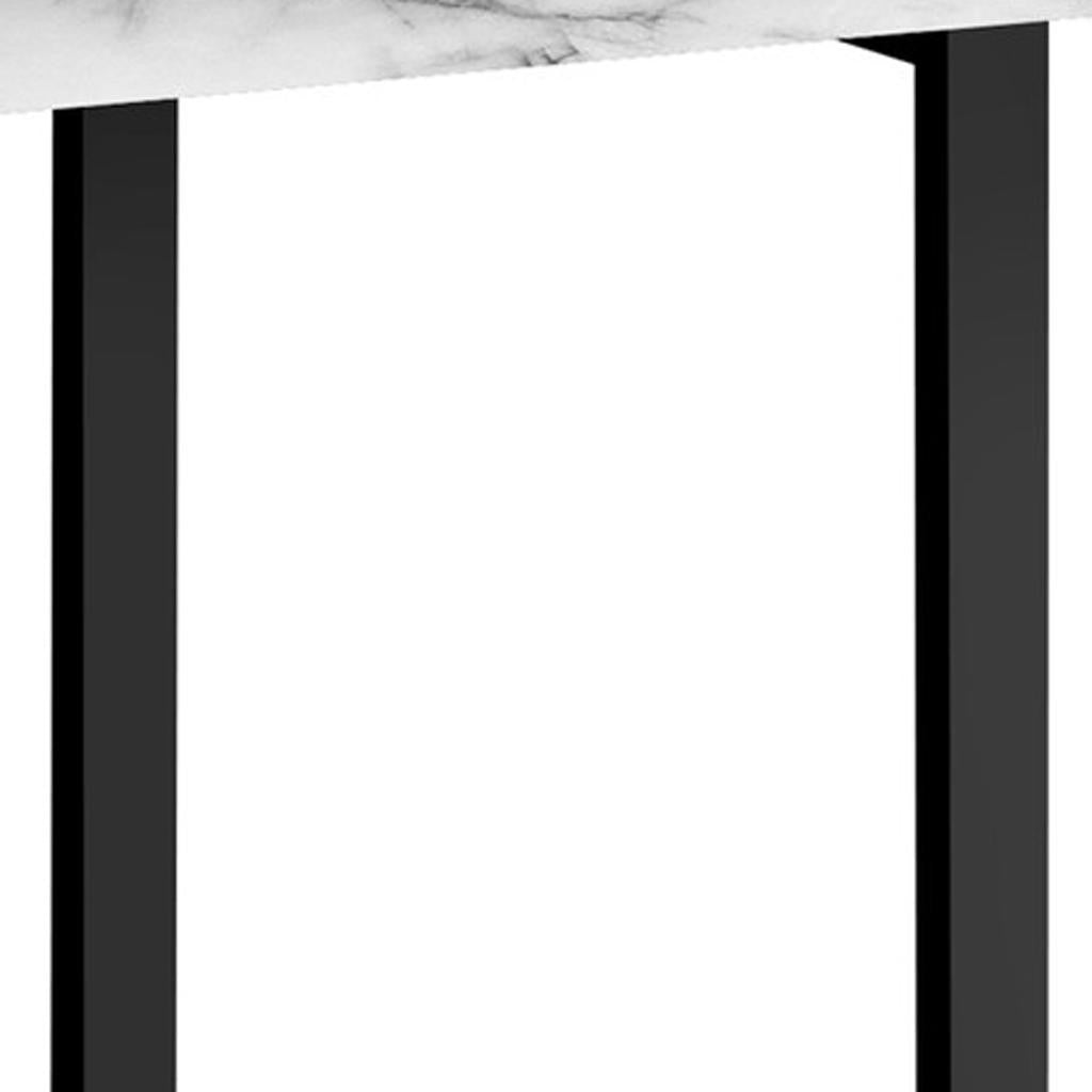 47" White and Black Wood and Metal Sled Computer Desk