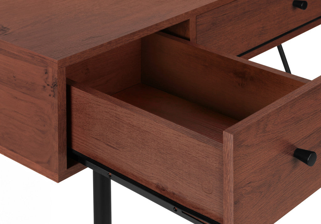 47" Brown and Black Computer Desk With Three Drawers