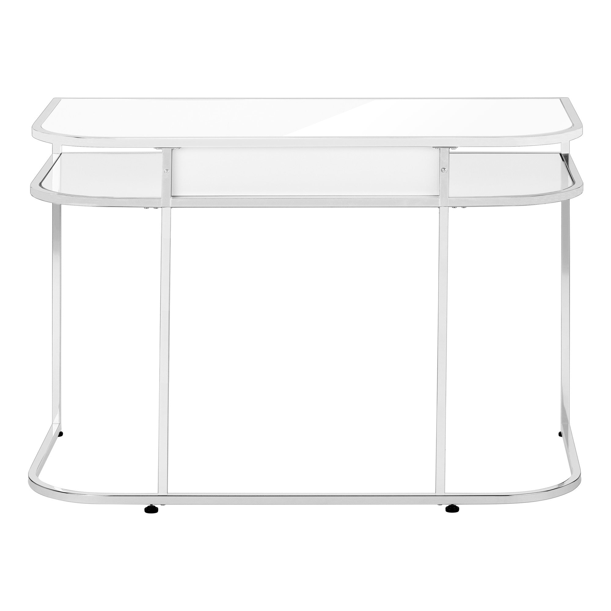 47" White and Silver Wood and Metal Sled Computer Desk