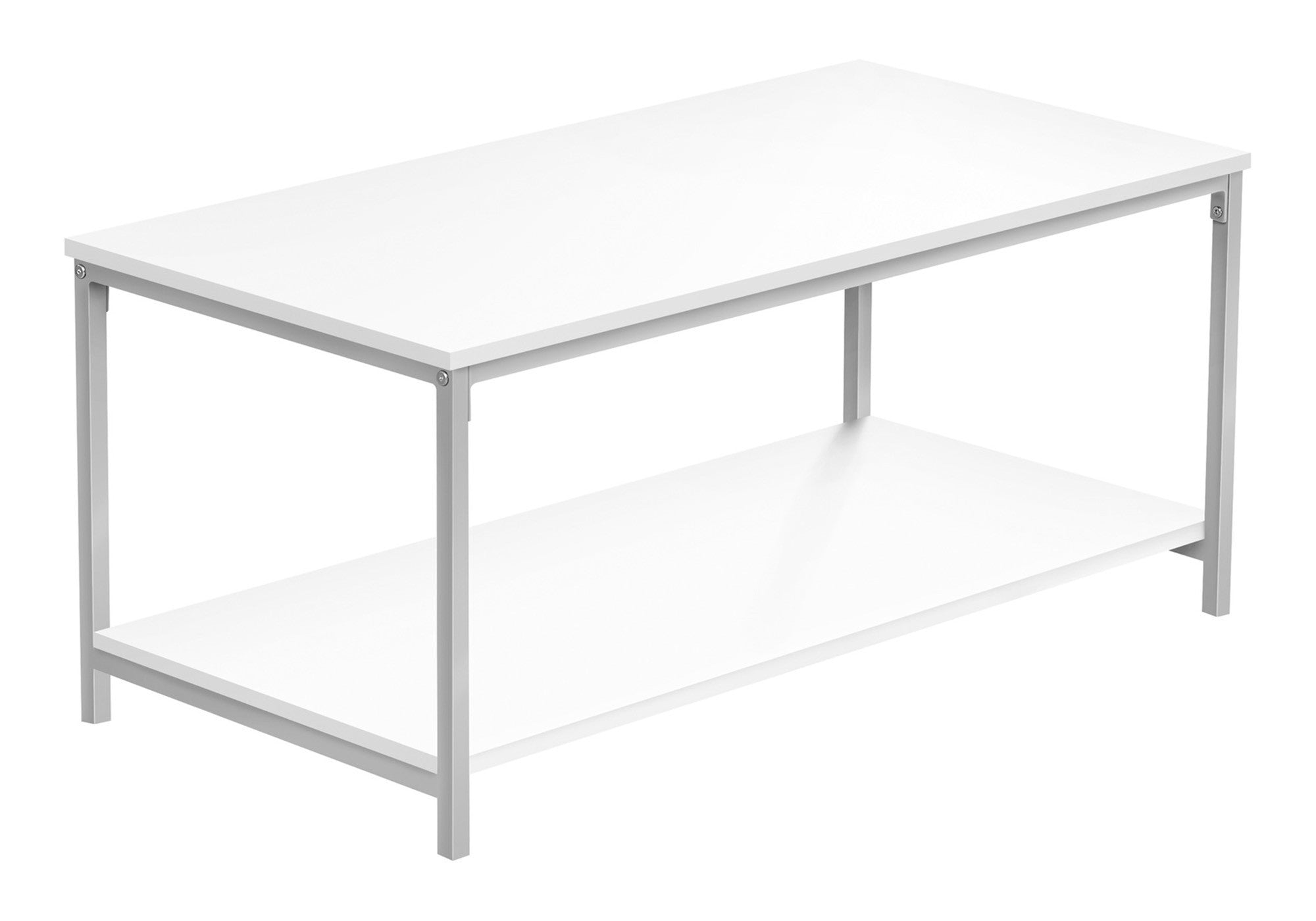 40" White And Silver Metal Coffee Table