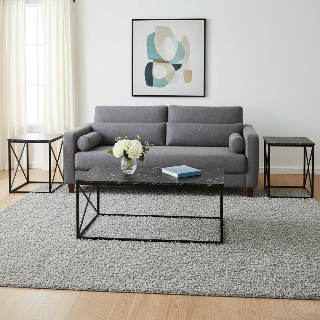 Set of Three 42" Black Metal Coffee Table