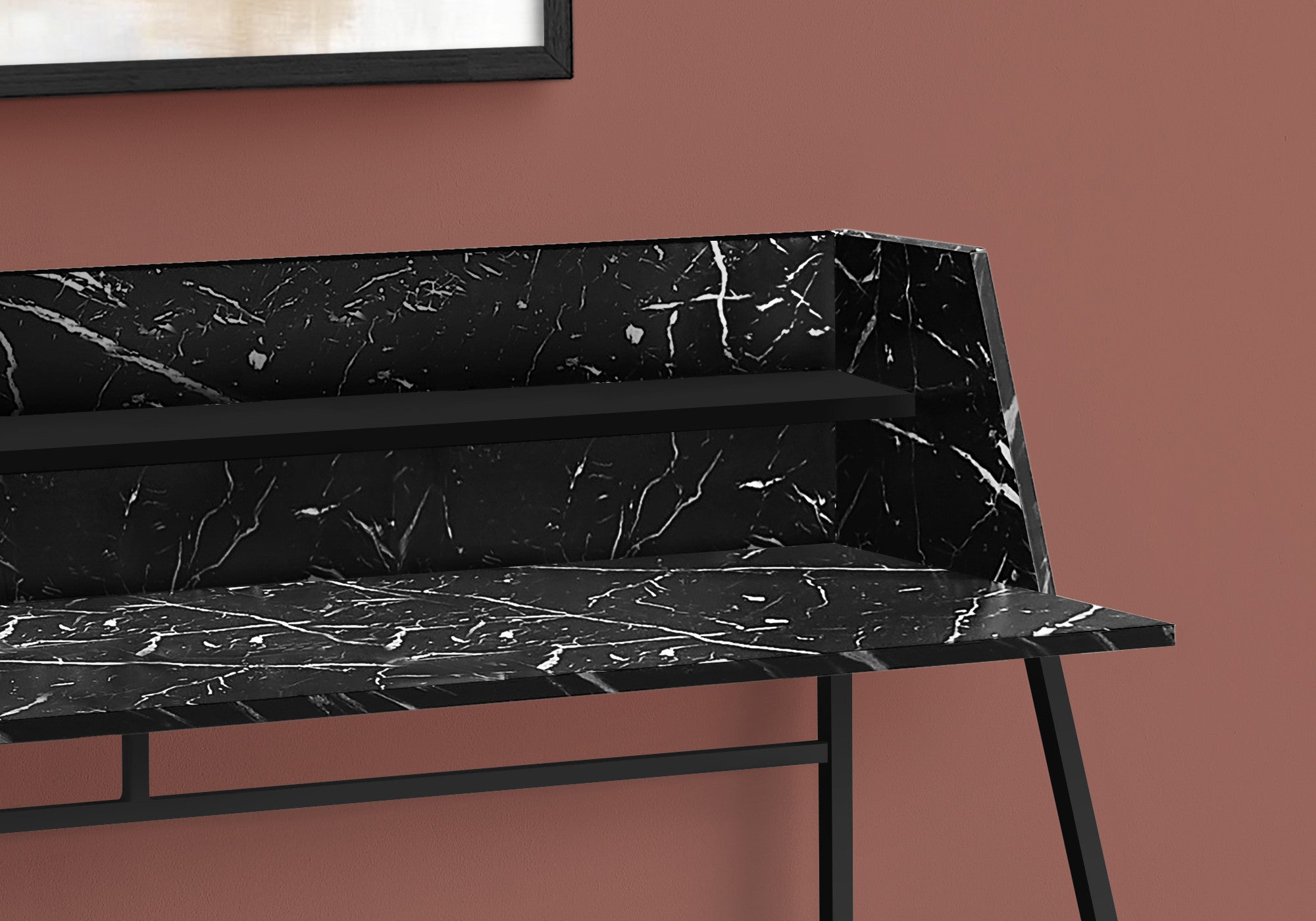 47" Black and White Wood and Metal Sled Computer Desk